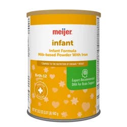 Meijer Infant Formula Milk-Based Powder with Iron; Provides Complete Nutrition; DHA for Brain Support; Dual Prebiotics for Immune Support, 33.2OZ