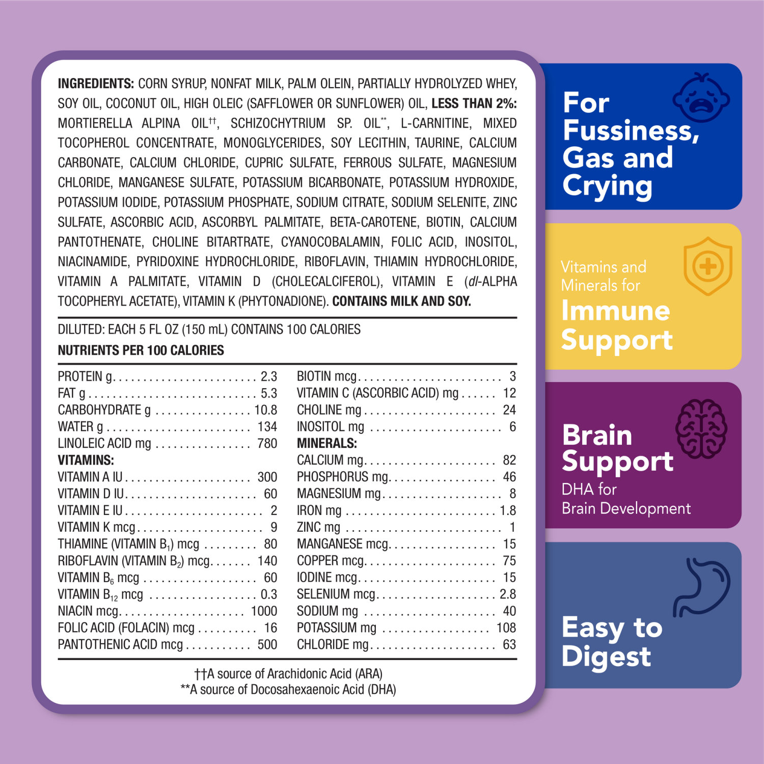 slide 5 of 8, Meijer Gentle Infant Formula Milk-Based Powder with Iron; for Fussiness, Gas and Crying; DHA to Support Brain Development; Easy to Digest, 32.9OZ, 32.9 oz