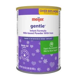 Meijer Gentle Infant Formula Milk-Based Powder with Iron; for Fussiness, Gas and Crying; DHA to Support Brain Development; Easy to Digest, 32.9OZ