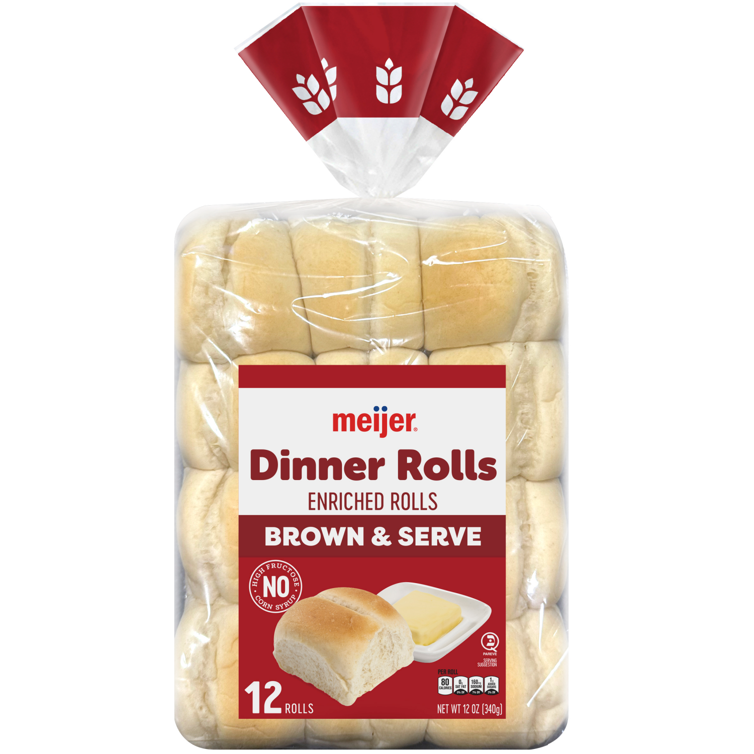 slide 1 of 1, MEIJER BROWN & SERVE DINNER ROLLS, 14 oz