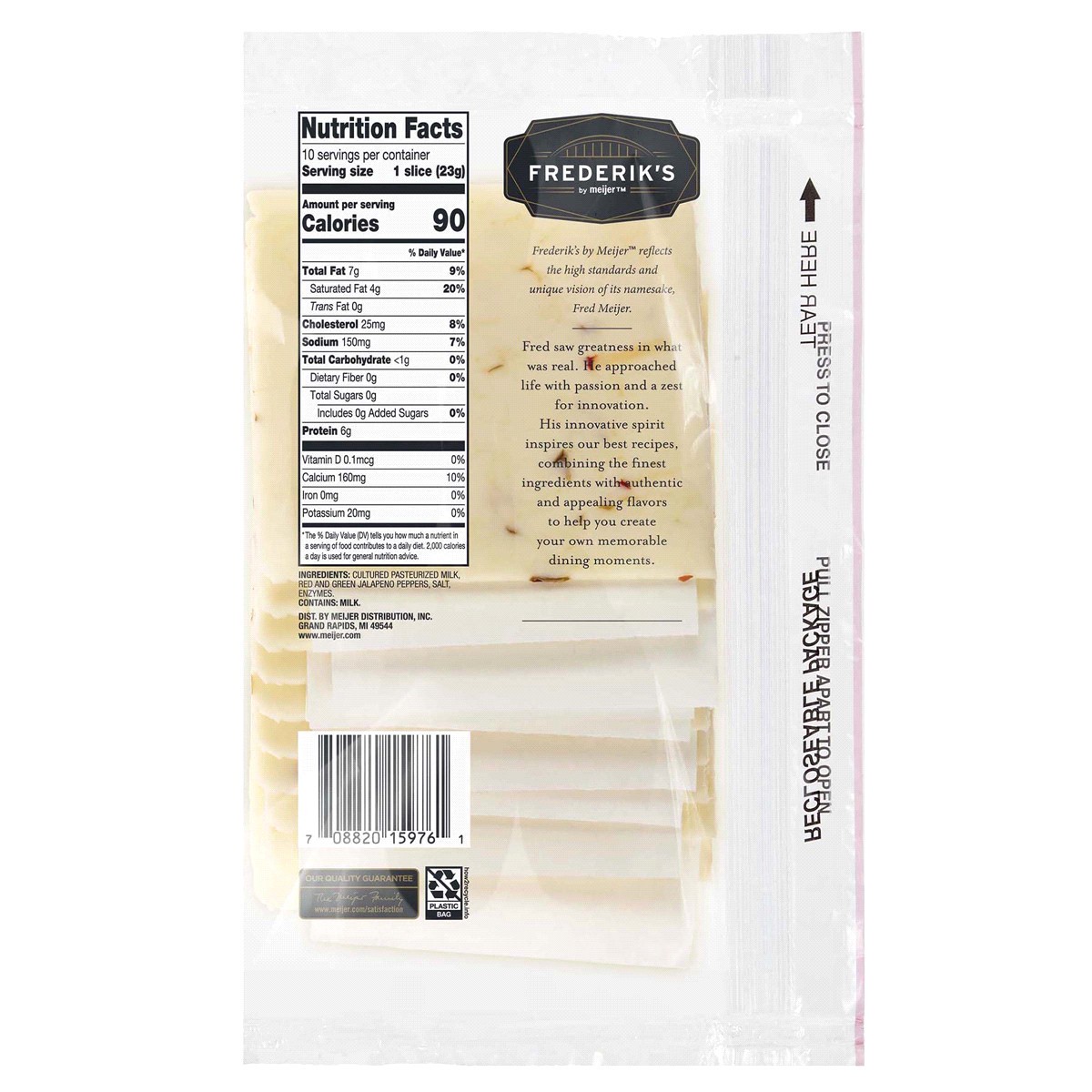 slide 2 of 2, FREDERIKS BY MEIJER Frederik's by Meijer Jalapeno Pepper Monterey Jack Cheese, 8 oz., 8 oz