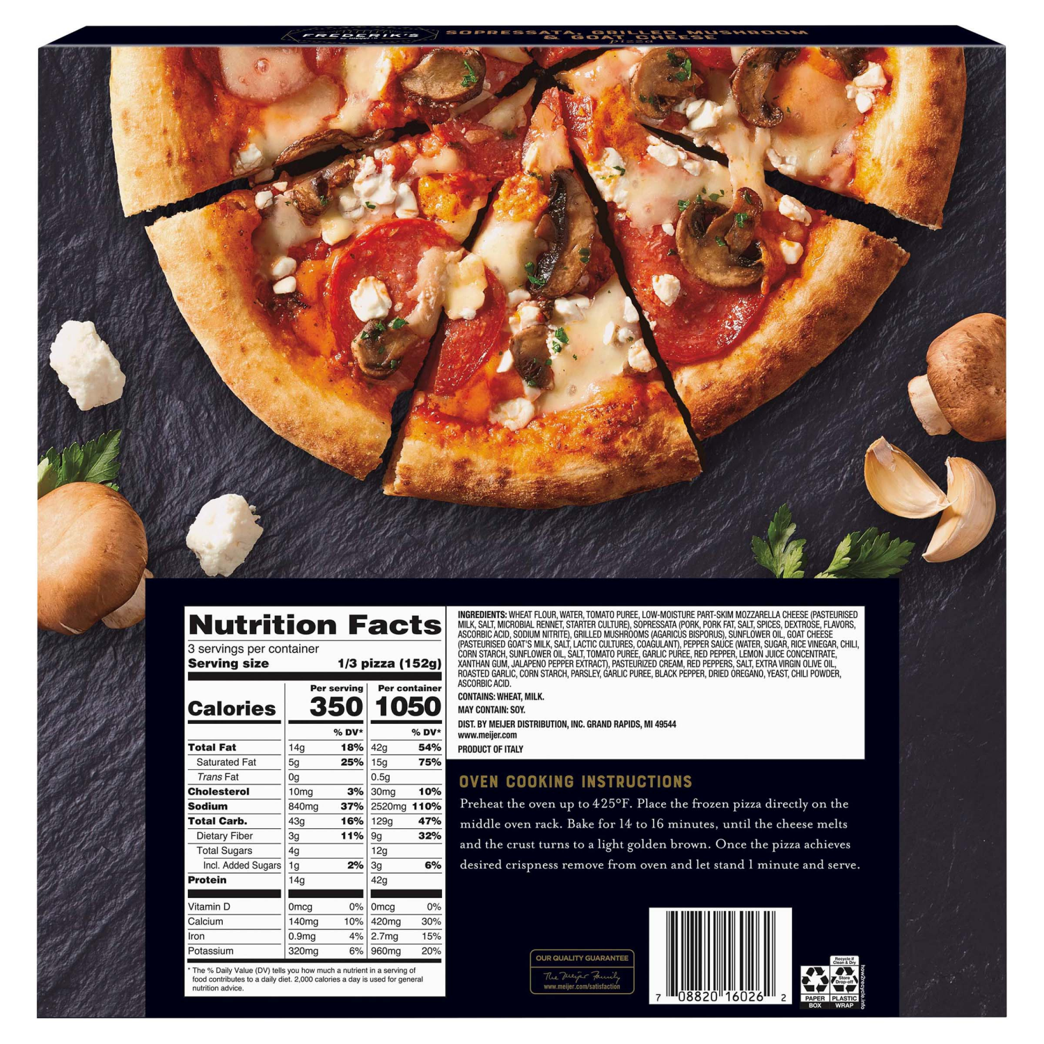 slide 7 of 8, FREDERIKS BY MEIJER Frederik's by Meijer Sopressata, Mushroom & Goat Cheese Pizza, 16 oz