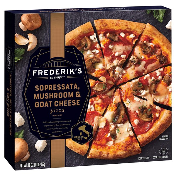 slide 4 of 29, FREDERIKS BY MEIJER Frederik's by Meijer Sopressata, Mushroom & Goat Cheese Pizza, 16 oz