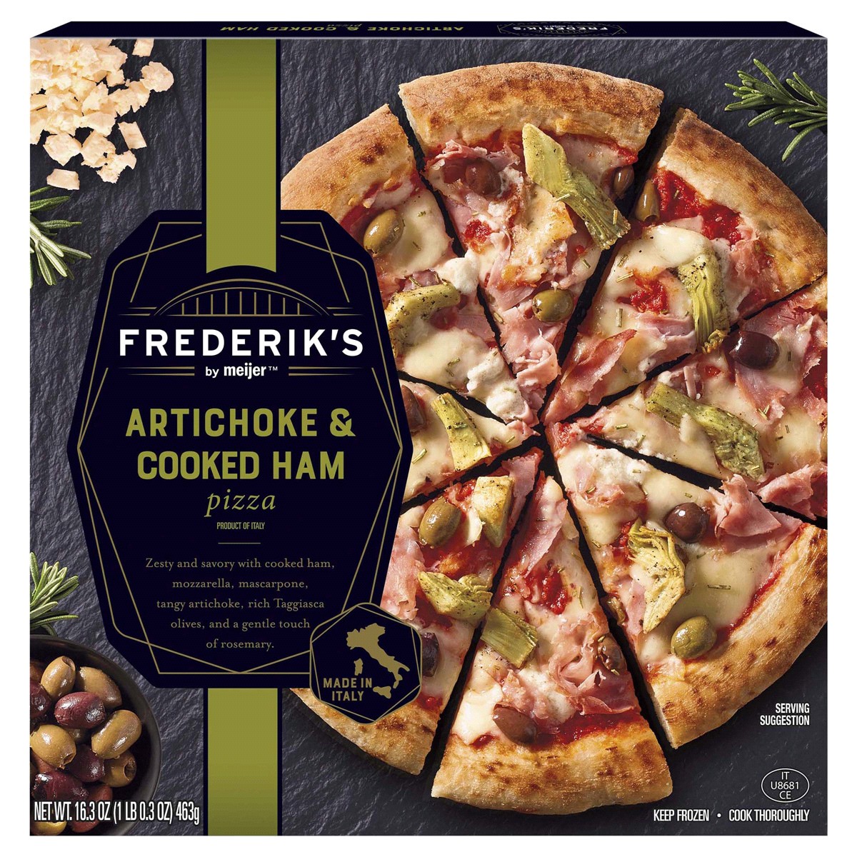 slide 1 of 29, Frederiks by Meijer Artichoke & Ham Pizza, 16.3 oz