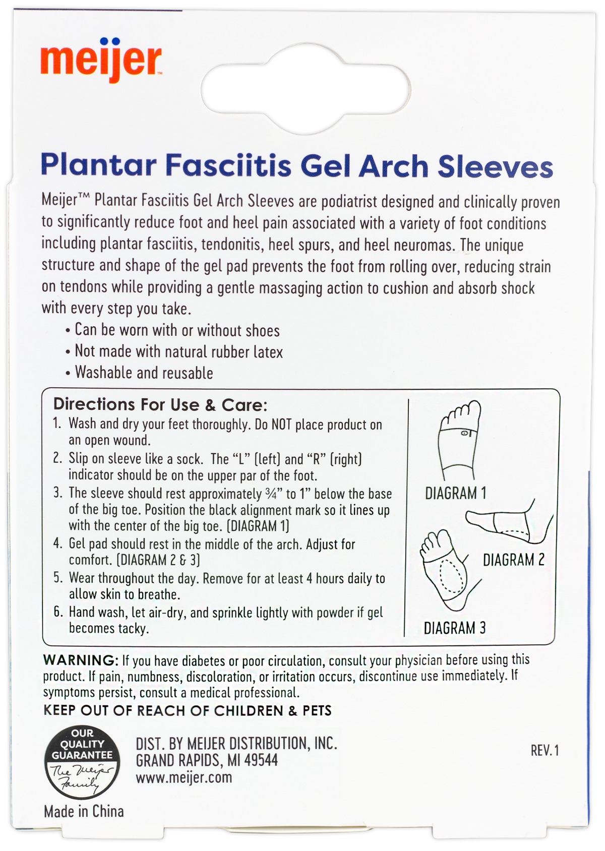 slide 2 of 2, Meijer Plantar Fasciitis Arch Sleeve, 1 Pair, 1 ct