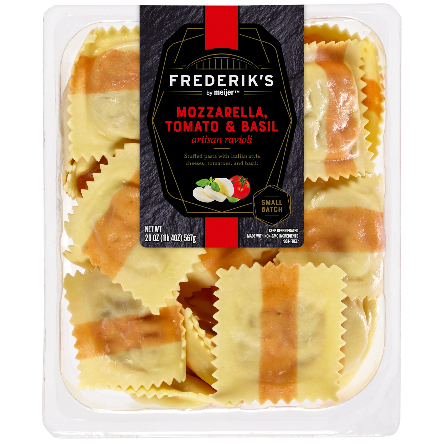 slide 1 of 2, FREDERIKS BY MEIJER Frederik's by Meijer Tomato Basil Mozzarella Refrigerated Pasta, 20 oz