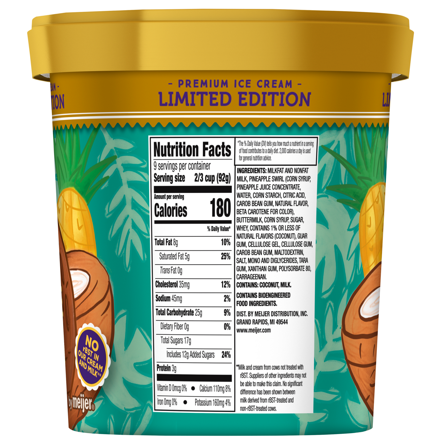 slide 3 of 5, Purple Cow Toasted Coconut Pineapple Ice Cream, 1.5 qt