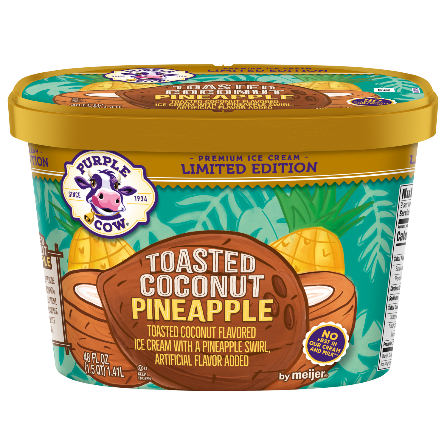 slide 1 of 5, Purple Cow Toasted Coconut Pineapple Ice Cream, 1.5 qt