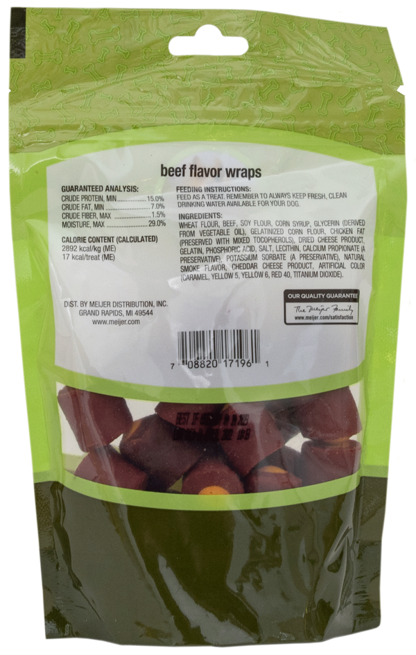 slide 4 of 5, Meijer Beef Flavored Wraps Dog Treats, 6 oz