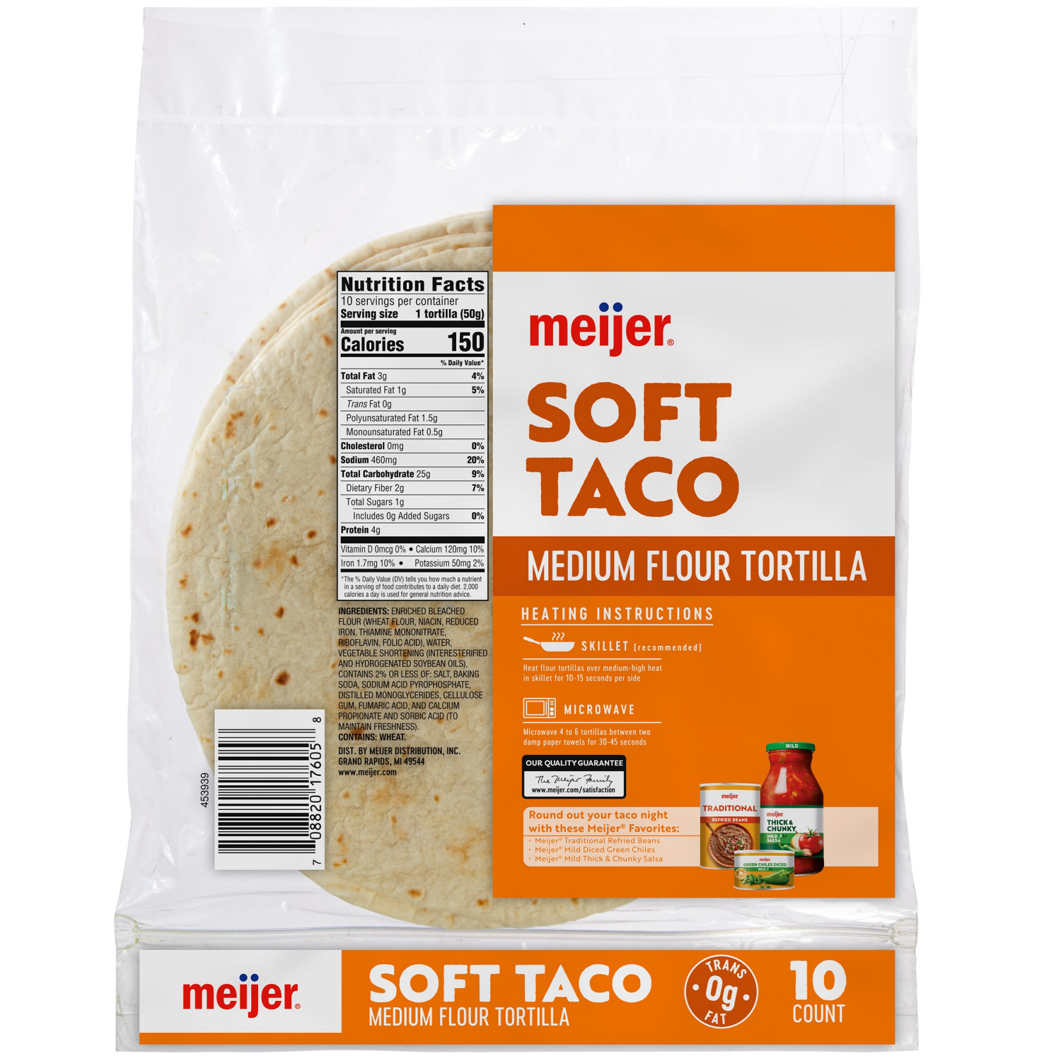 slide 2 of 2, Meijer Flour Soft Taco Tortillas, 10 ct