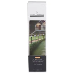 Rr Solar Power Led Pathway Light, 16 Inch, 5 Pack