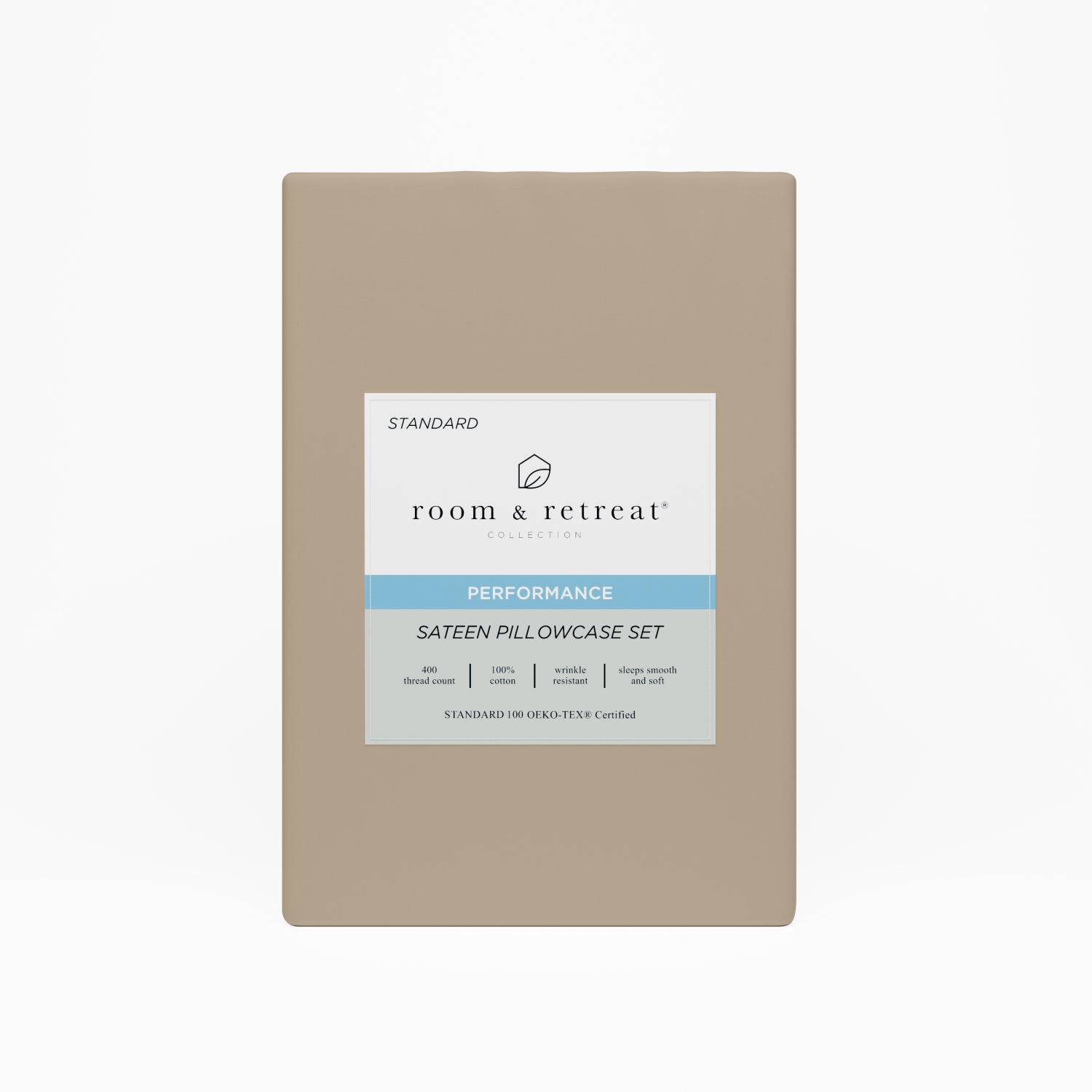 slide 1 of 3, ROOM & RETREAT RR 400 Thread Counts Pillowcase, Standard, Set of 2, Doeskin, Queen