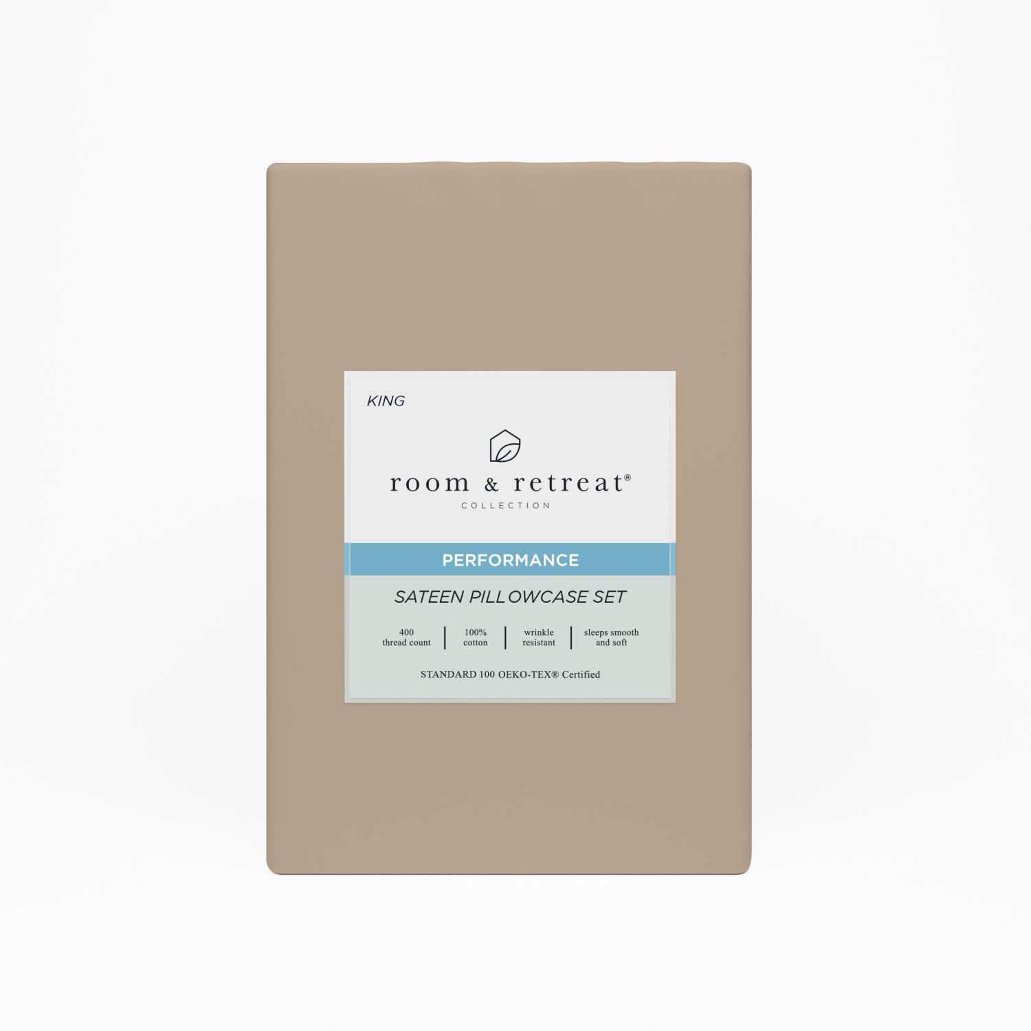 slide 1 of 3, ROOM & RETREAT RR 400 Thread Counts Pillowcase, King, Set of 2, Doeskin, King Size