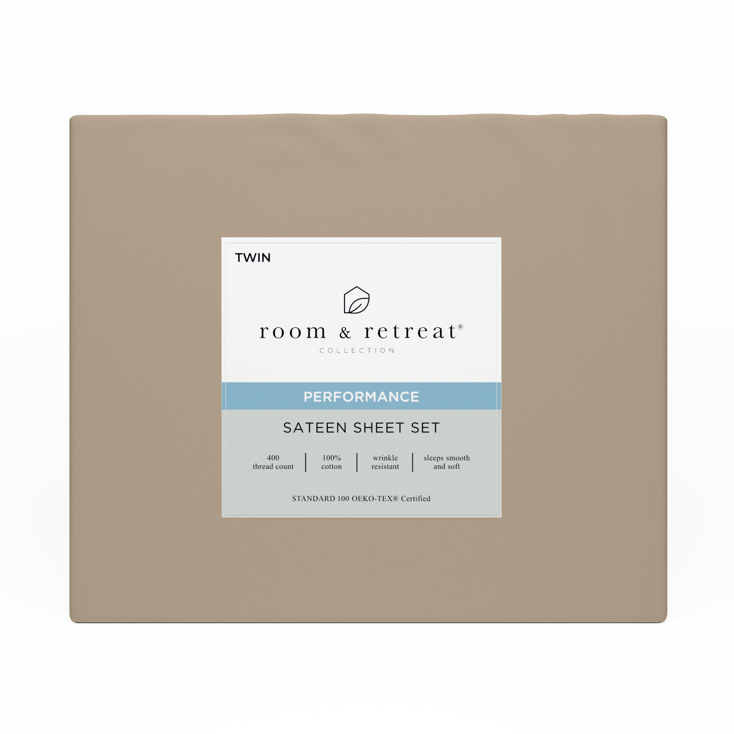 slide 1 of 3, ROOM & RETREAT RR 400 Thread Counts Sheet set, Twin, 3 pc set, Doeskin, 3 ct