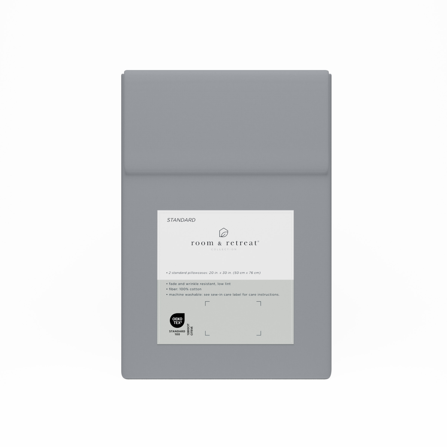 slide 3 of 3, ROOM & RETREAT RR 400 Thread Counts Pillowcase, Standard, Set of 2, Alloy, std pwcs