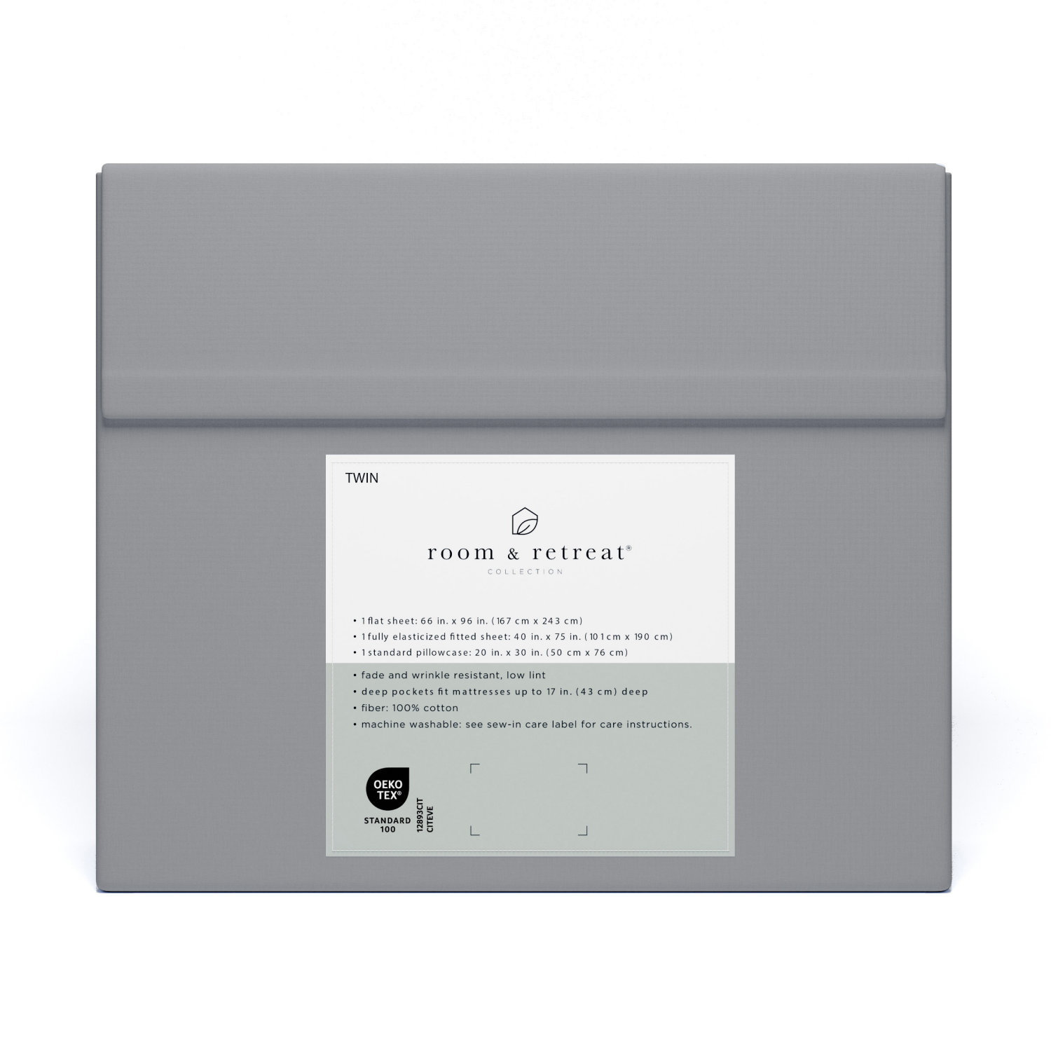 slide 3 of 3, Room & Retreat 400TC Sheet Set Alloy Twin, Twin Size