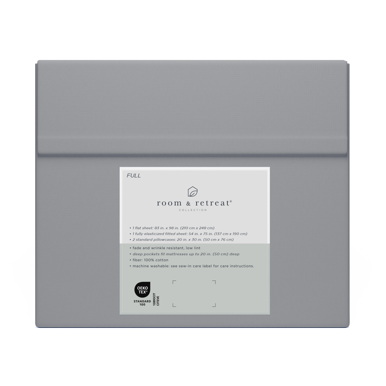 slide 3 of 3, Room & Retreat 400TC Sheet Set Alloy Full, Full Size