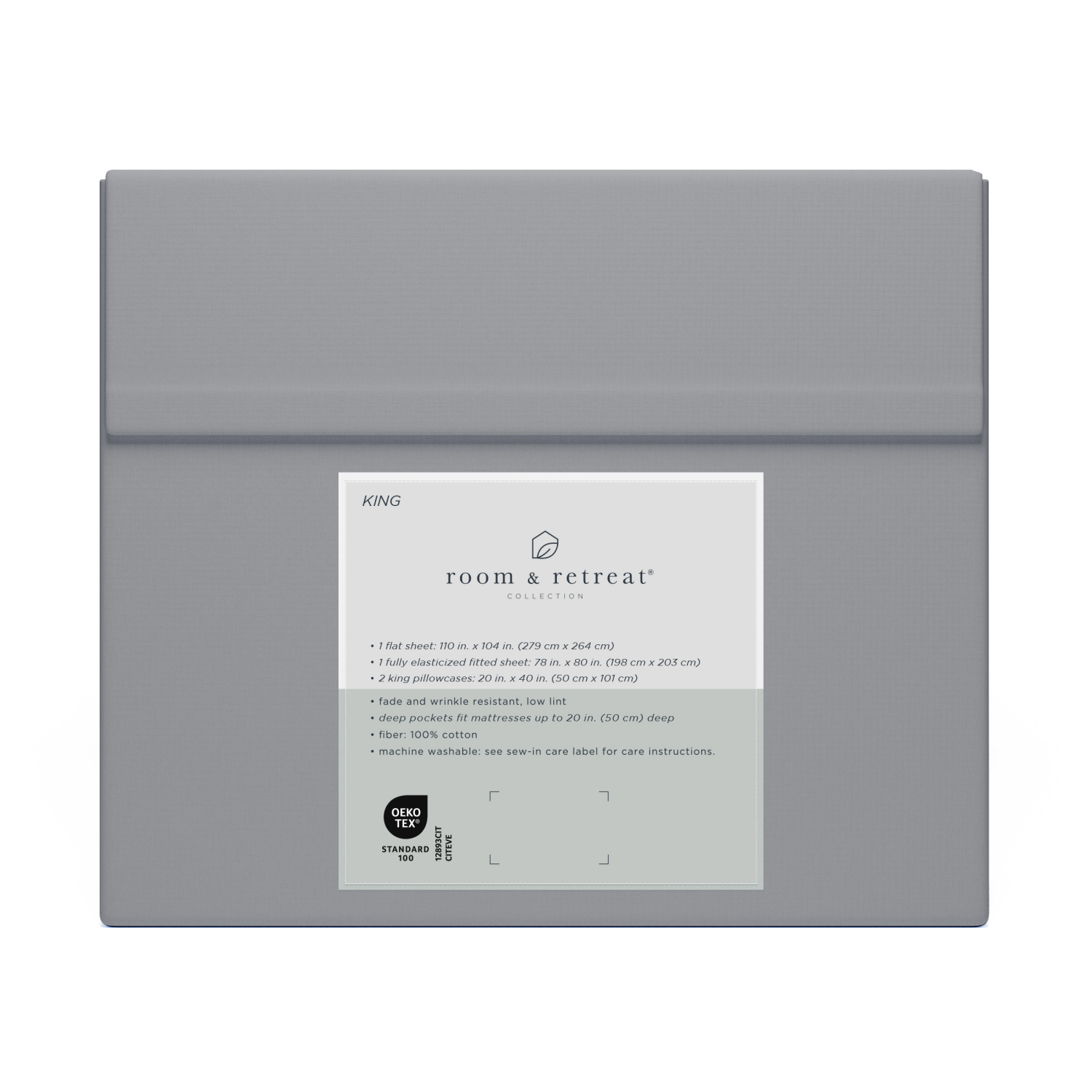 slide 3 of 3, ROOM & RETREAT RR 400 Thread Counts Sheet Set, King, 4 pc set, Alloy, 4 ct