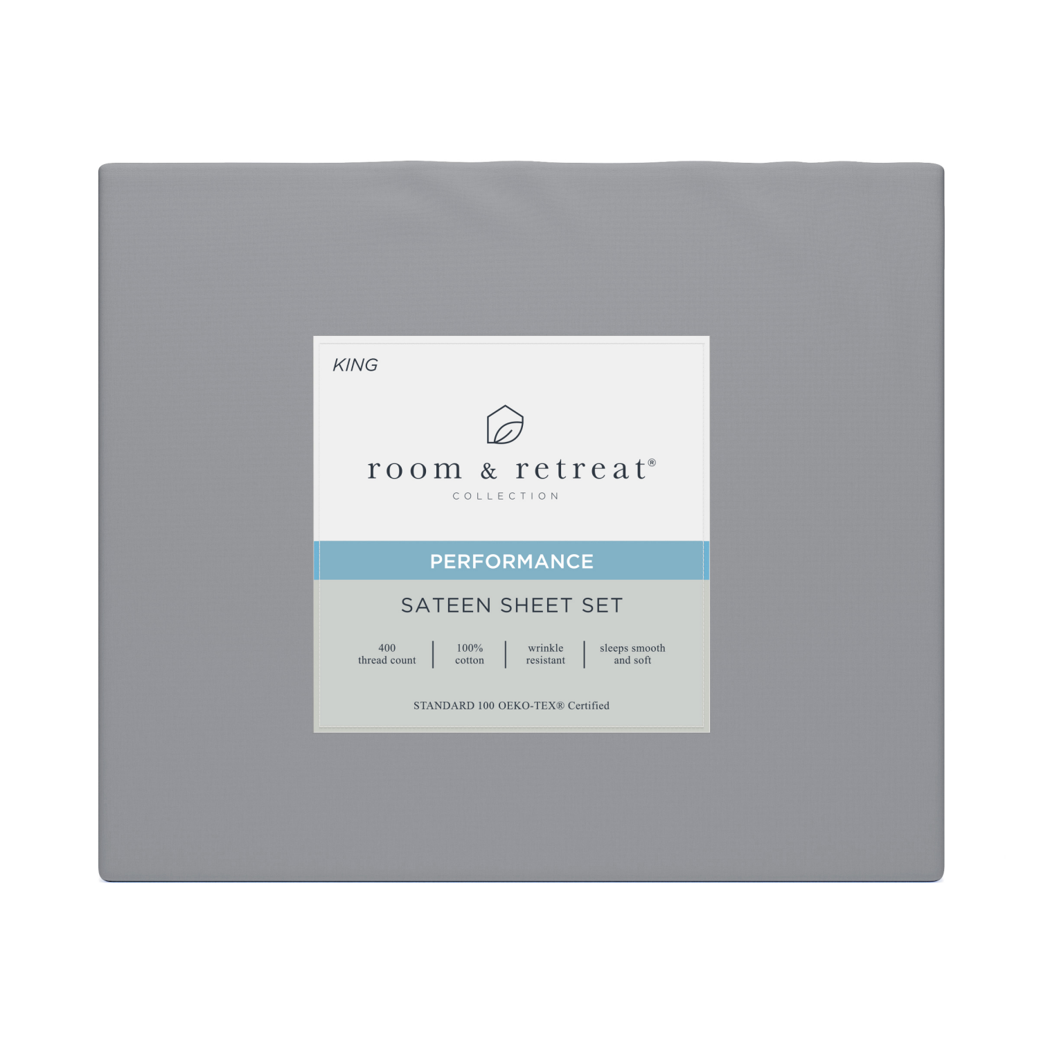 slide 1 of 3, ROOM & RETREAT RR 400 Thread Counts Sheet Set, King, 4 pc set, Alloy, 4 ct