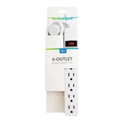 Techcellent 6 Outlet Surge 3Ft Wh