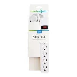 Techcellent 6 Outlet Surge 3Ft Wh
