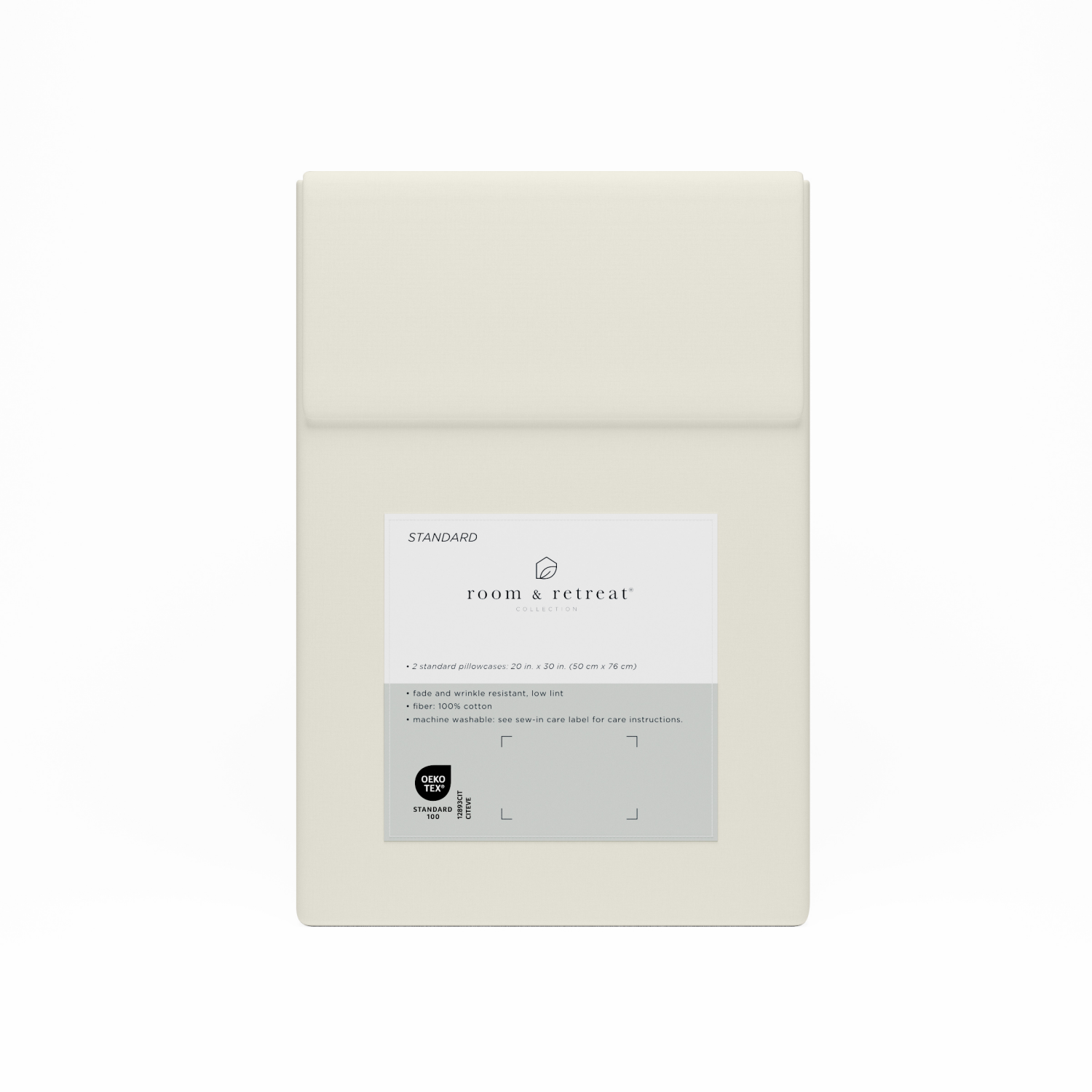 slide 3 of 3, ROOM & RETREAT RR 400 Thread Counts Pillowcase, Standard, Set of 2, Ivory, std pwcs