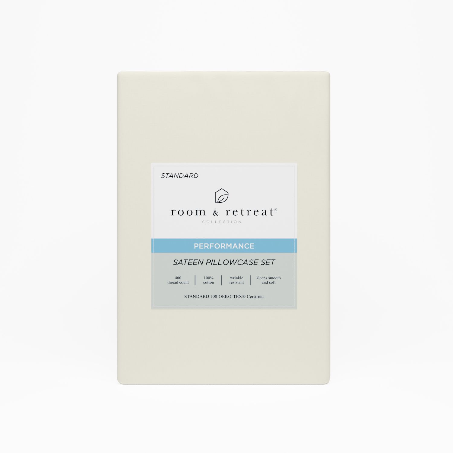 slide 1 of 3, ROOM & RETREAT RR 400 Thread Counts Pillowcase, Standard, Set of 2, Ivory, std pwcs