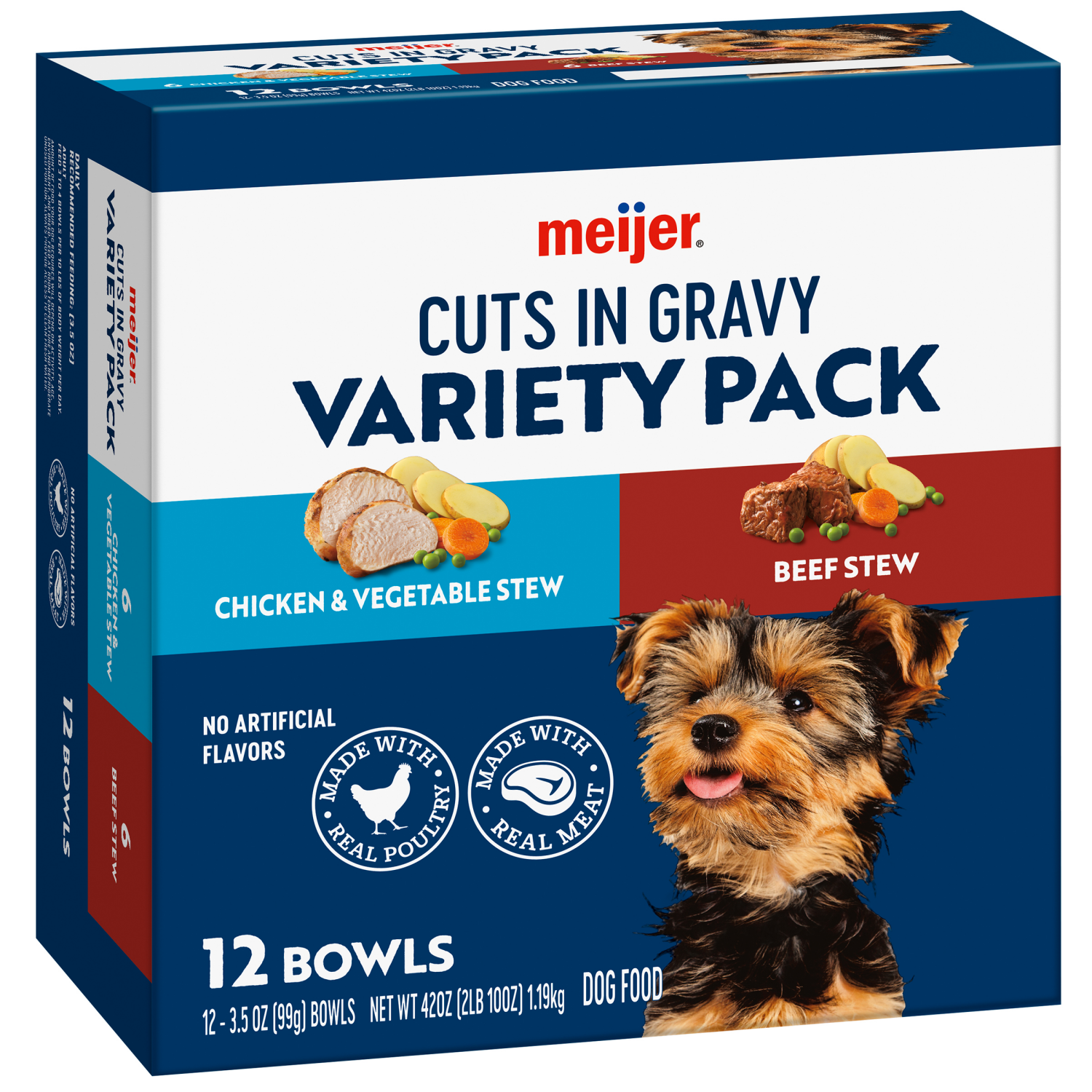 slide 4 of 5, Meijer Wet Dog Cuts in Gravy Variety Pack, 12 ct; 3.5 oz