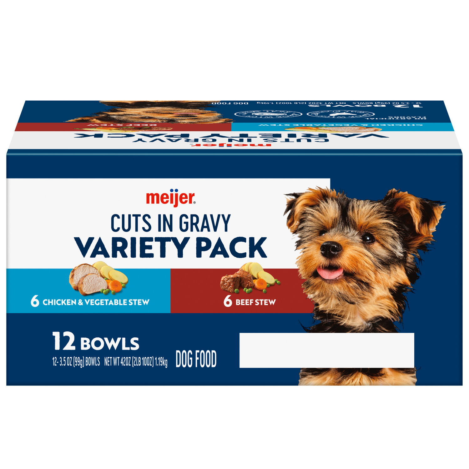 slide 5 of 5, Meijer Wet Dog Cuts in Gravy Variety Pack, 12 ct; 3.5 oz