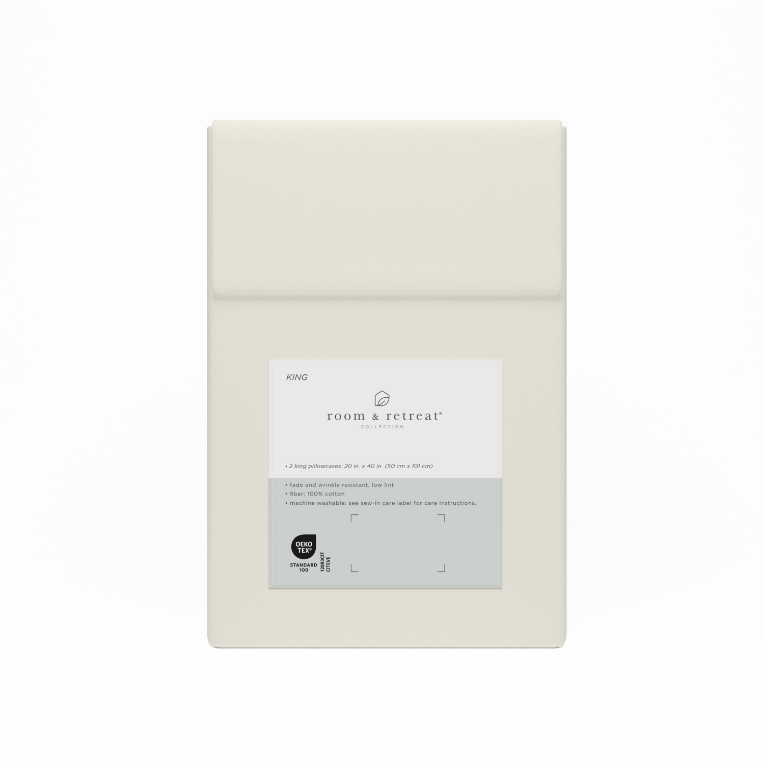 slide 3 of 3, ROOM & RETREAT RR 400 Thread Counts Pillowcase, King, Set of 2, Ivory, king pwcs