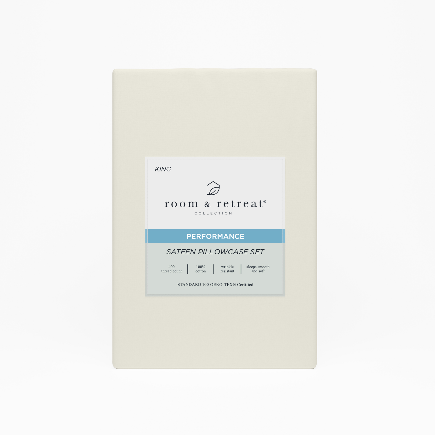 slide 1 of 3, ROOM & RETREAT RR 400 Thread Counts Pillowcase, King, Set of 2, Ivory, king pwcs