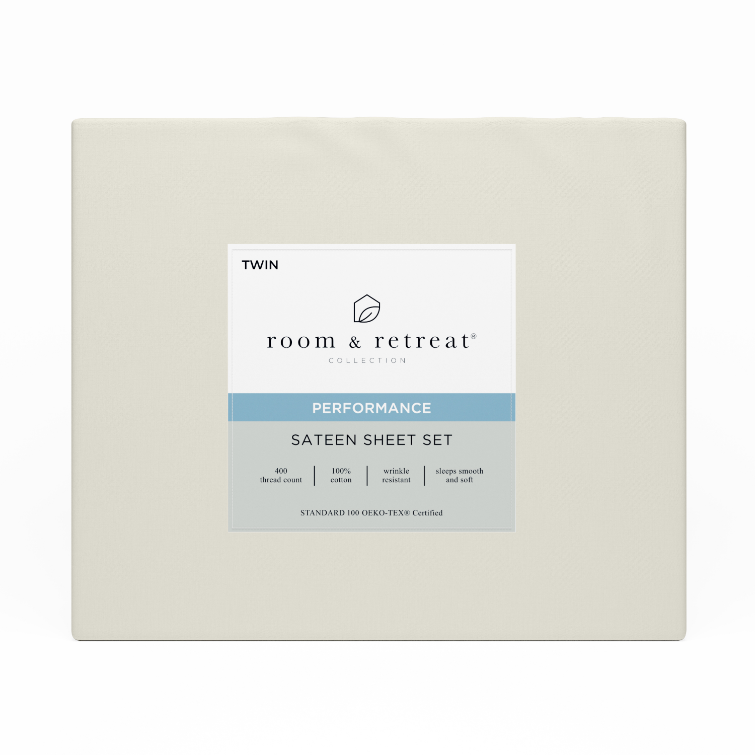 slide 1 of 3, ROOM & RETREAT RR 400 Thread Counts Sheet Set, Twin, 3 pc set, Ivory, 3 ct