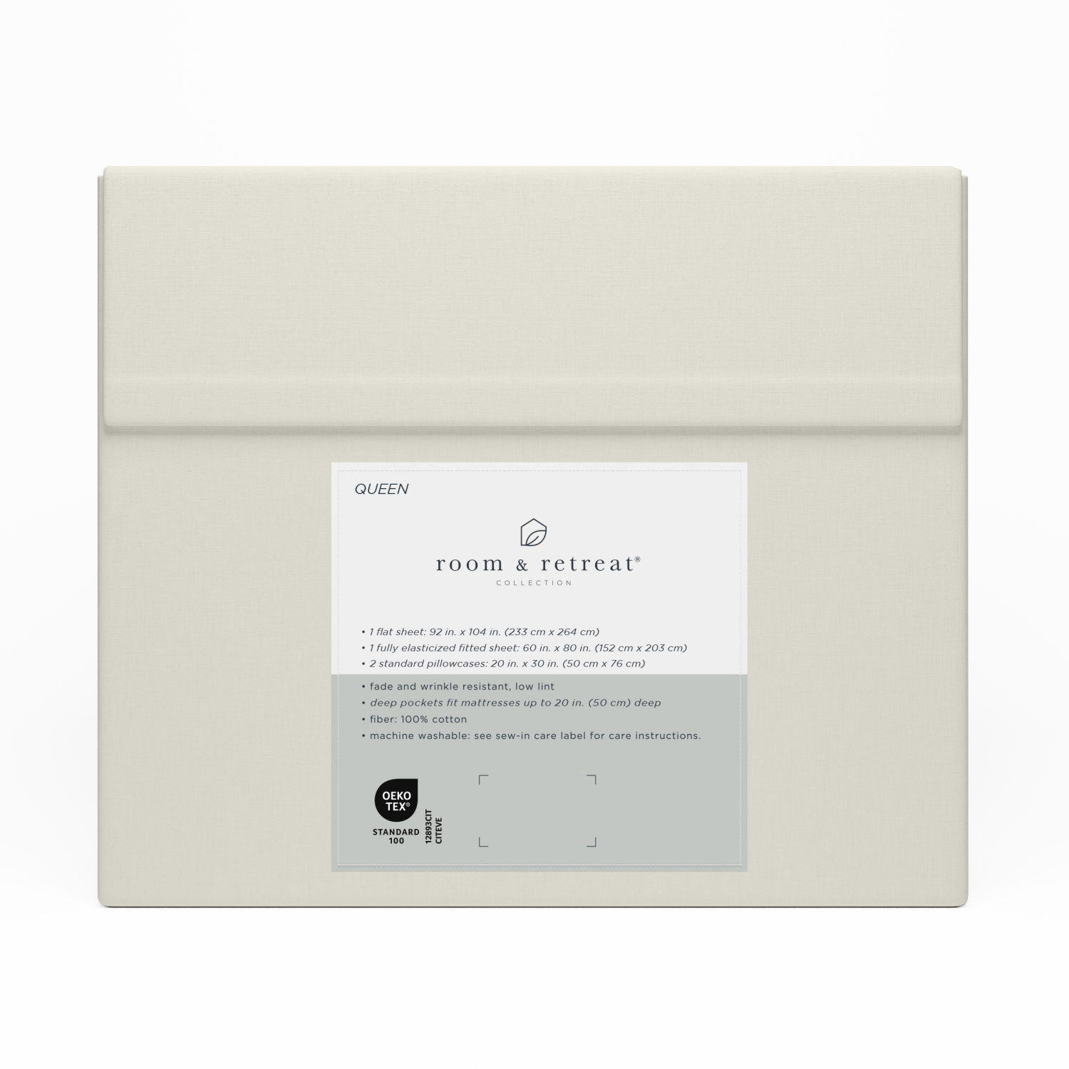 slide 3 of 3, ROOM & RETREAT RR 400 Thread Counts Sheet Set, Queen, 4 pc set, Ivory, 4 ct