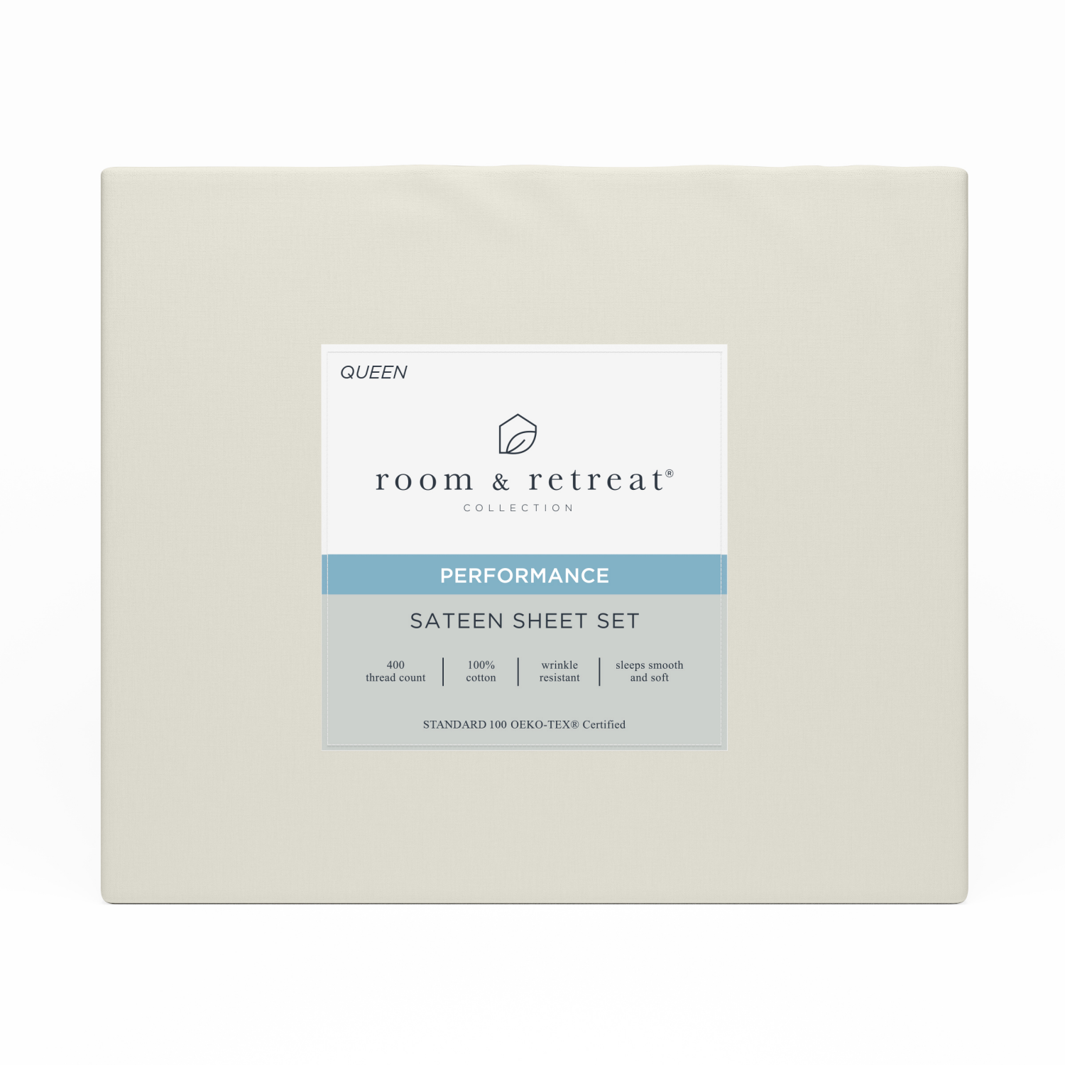 slide 1 of 3, ROOM & RETREAT RR 400 Thread Counts Sheet Set, Queen, 4 pc set, Ivory, 4 ct