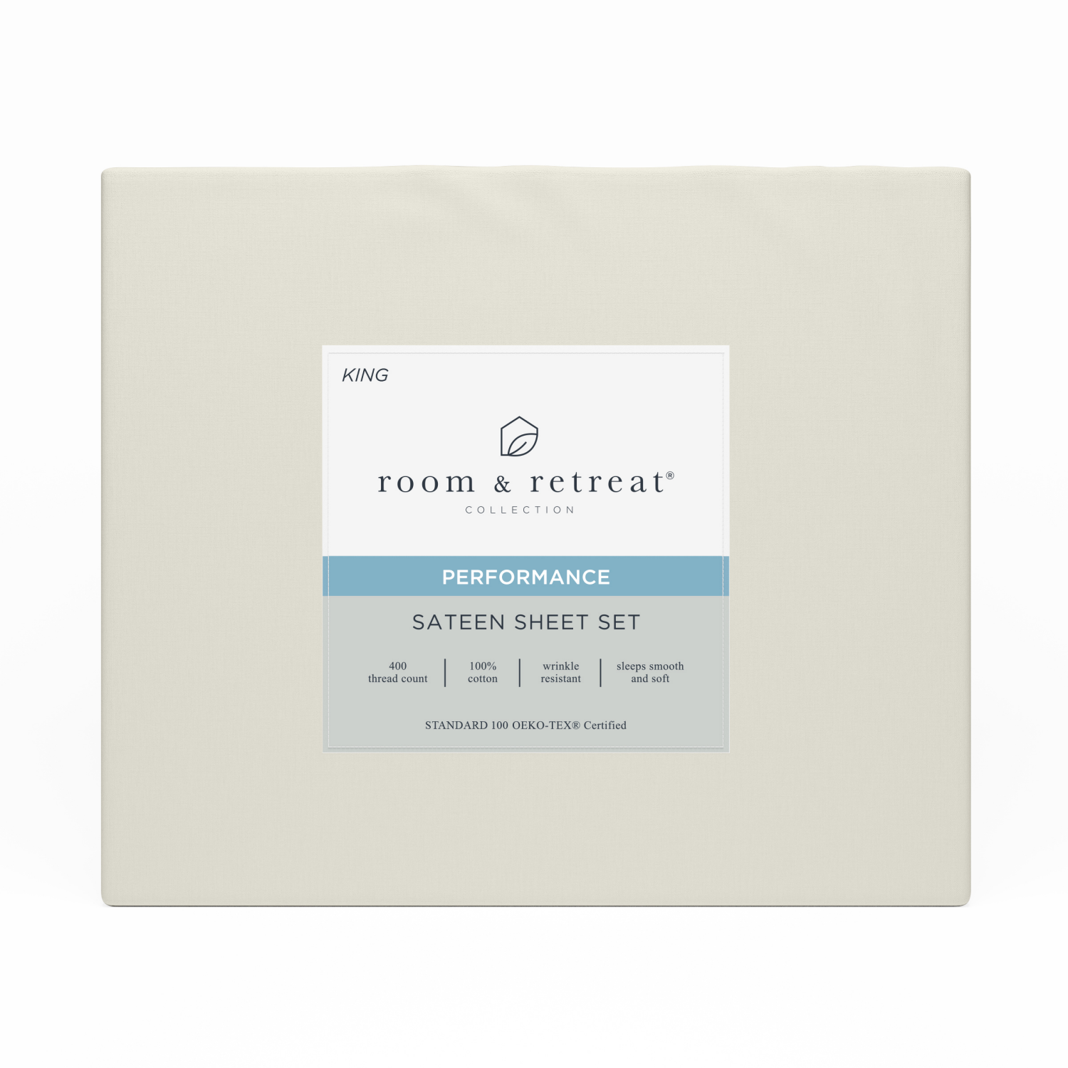 slide 1 of 3, ROOM & RETREAT RR 400 Thread Counts Sheet Set, King, 4 pc set, Ivory, 4 ct