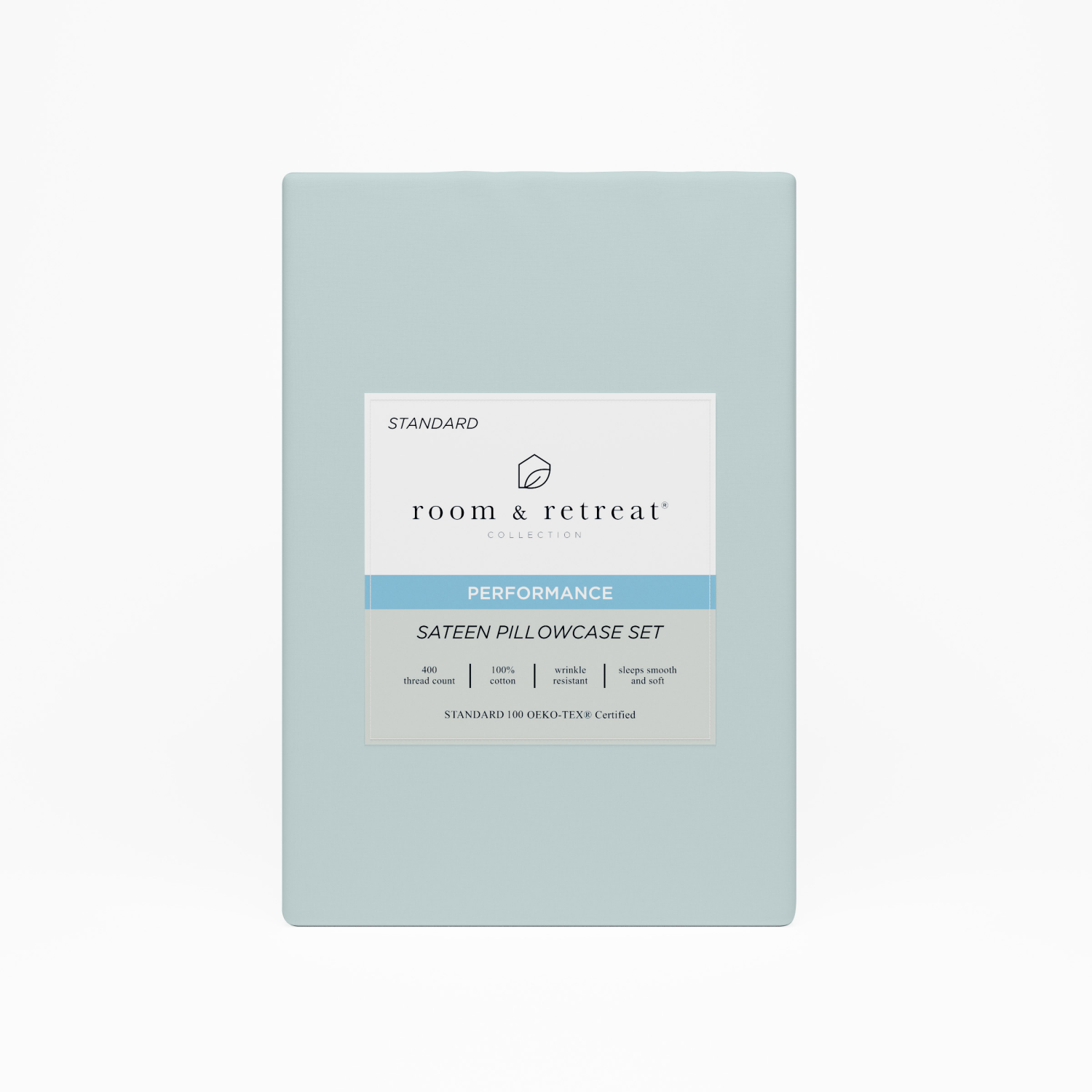 slide 1 of 4, ROOM & RETREAT RR 400 Thread Counts Pillowcase, Standard, Set of 2, Pale Blue, std pwcs