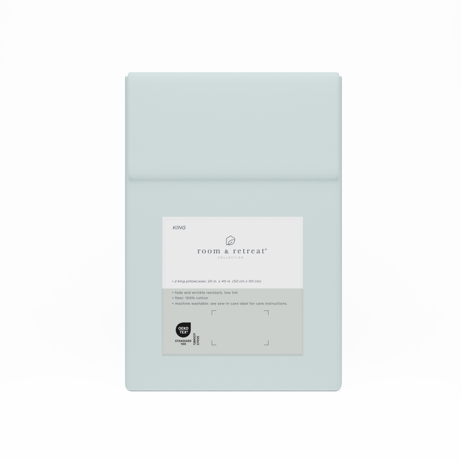 slide 3 of 3, ROOM & RETREAT RR 400 Thread Counts Pillowcase, King, Set of 2, Pale Blue, king pwcs