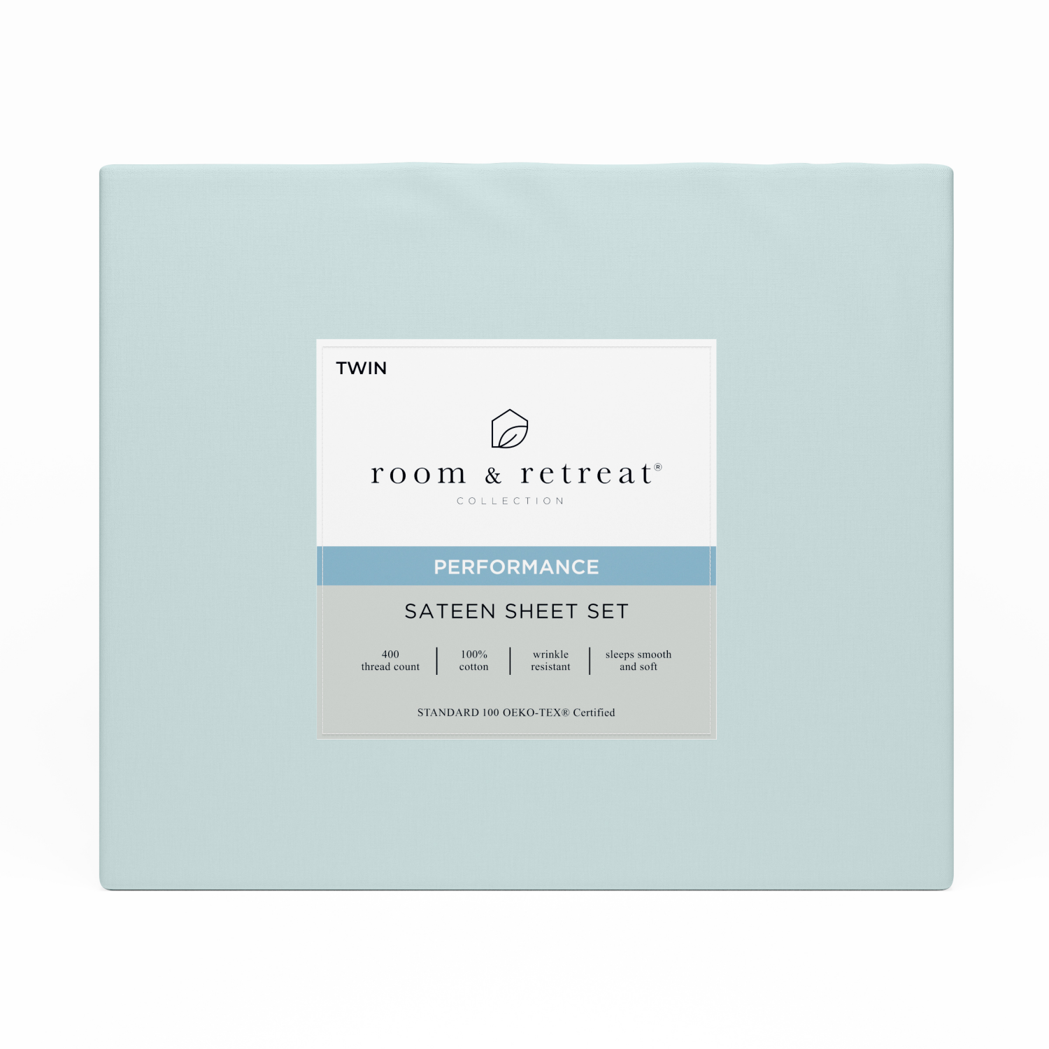 slide 1 of 3, ROOM & RETREAT RR 400 Thread Counts Sheet Set, Twin, 3 pc set, Pale Blue, 3 ct