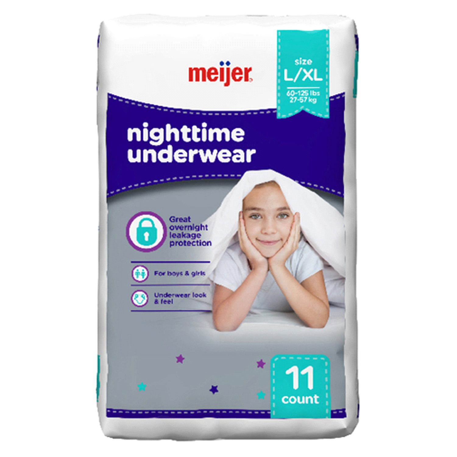 slide 1 of 1, Meijer Nighttime Underwear L/XL, 11 ct