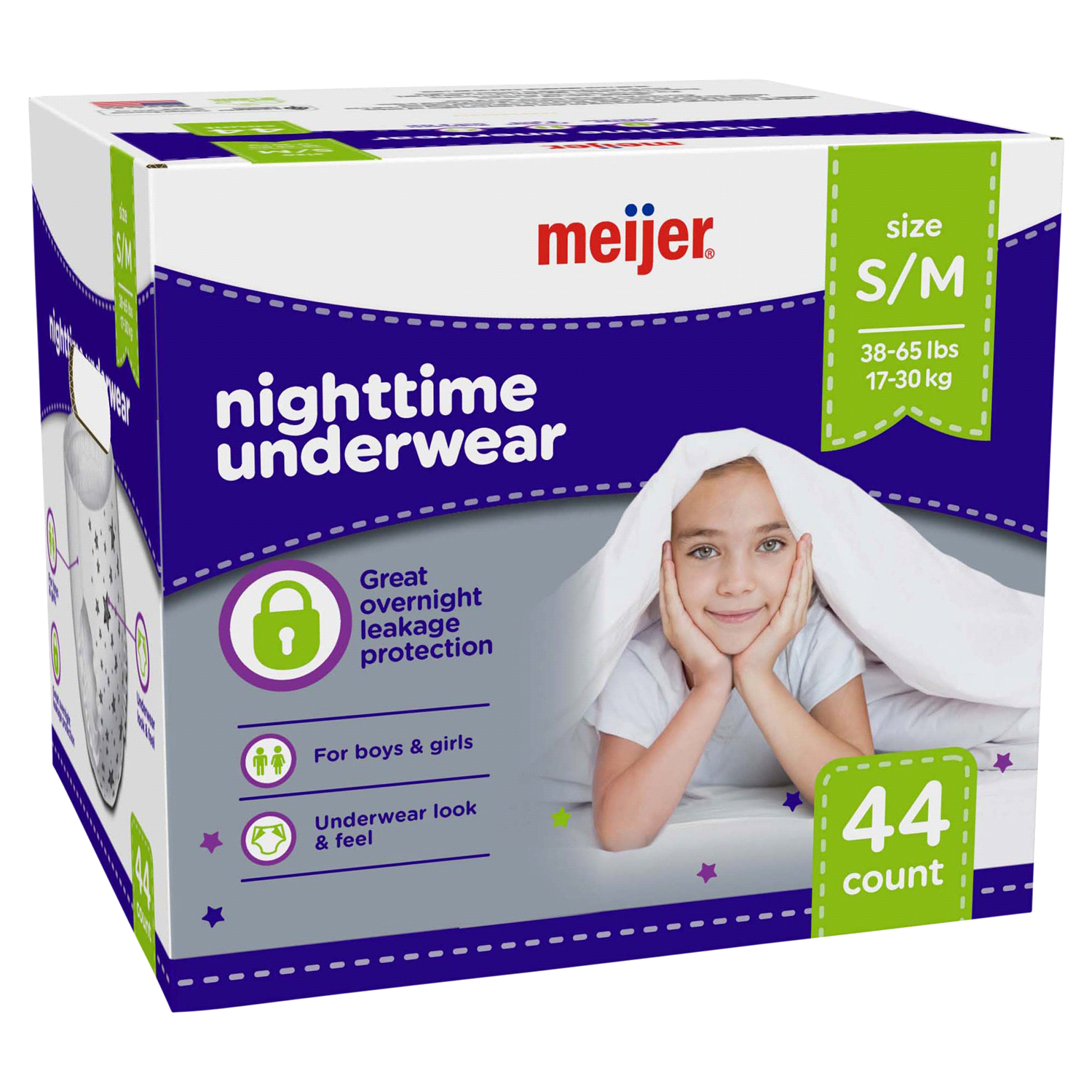 slide 5 of 7, Meijer Nighttime Underwear S/M, 44 ct