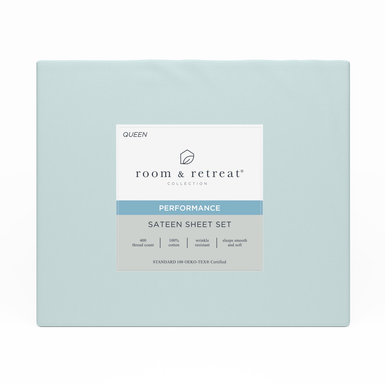 slide 1 of 3, ROOM & RETREAT RR 400 Thread Counts Sheet Set, Queen, 4 pc set, Pale Blue, 4 ct