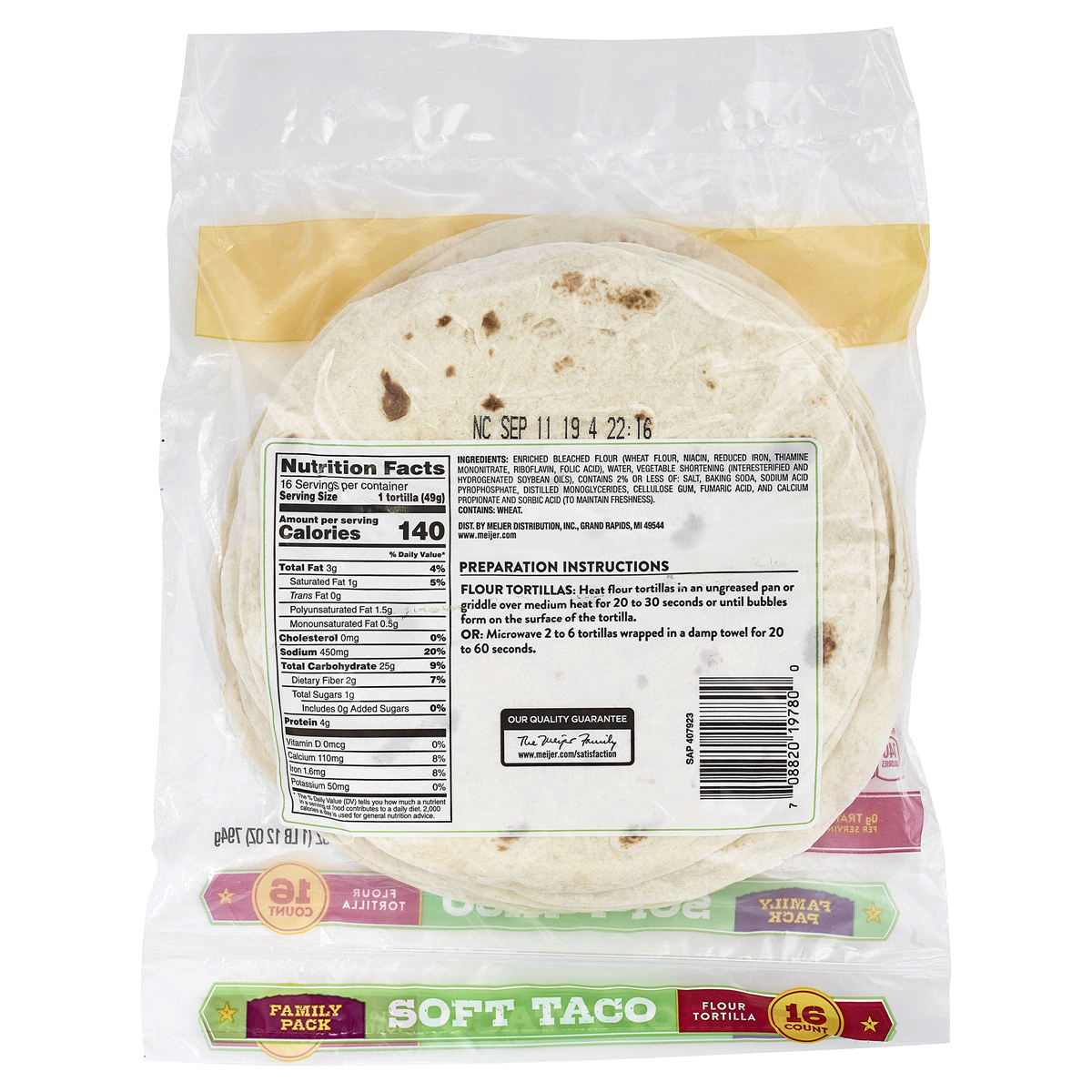 slide 2 of 5, Meijer Flour Soft Taco Tortillas, 16 ct