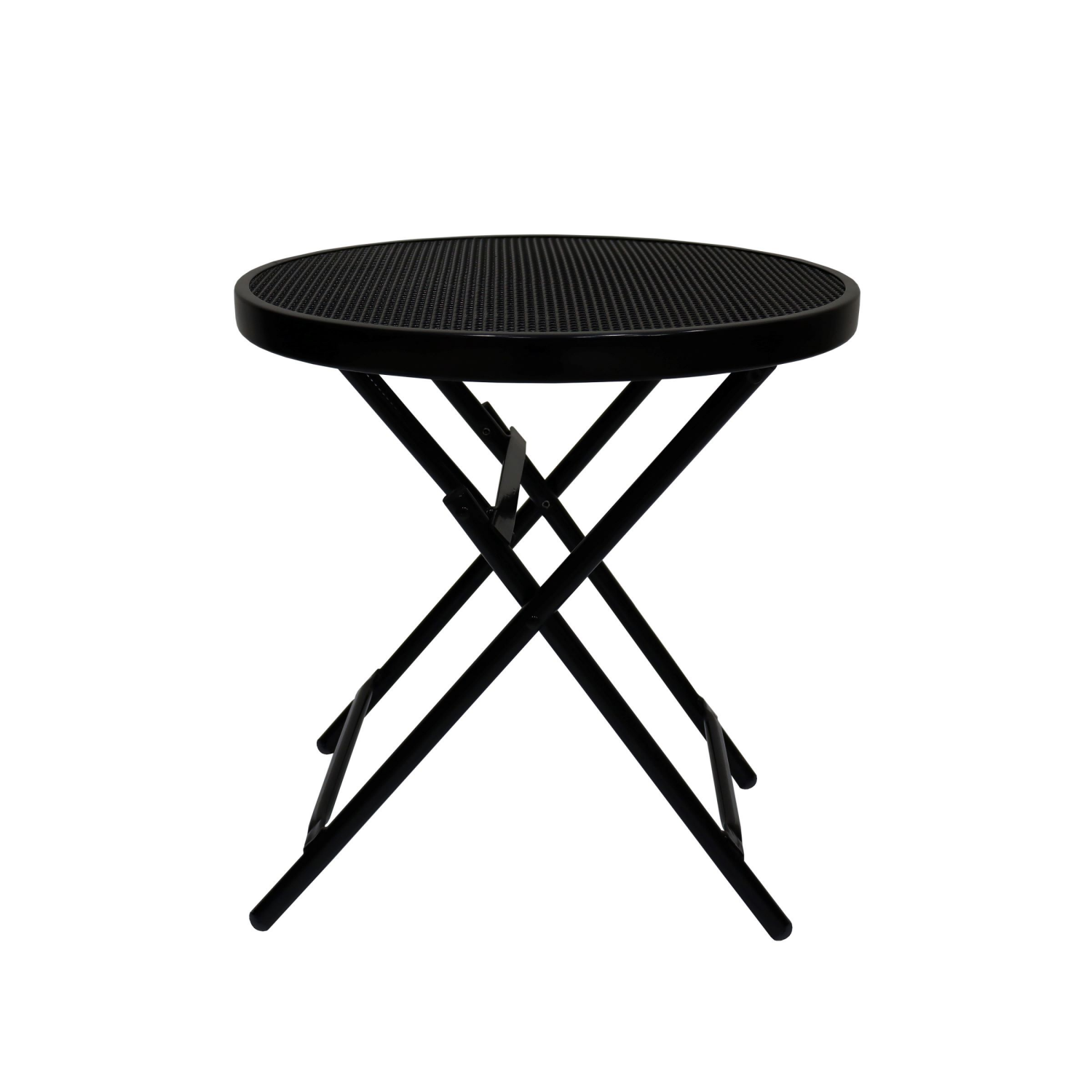 slide 2 of 5, Room & Retreat Steel Mesh Folding Table, 18 in, 18.1 in dia