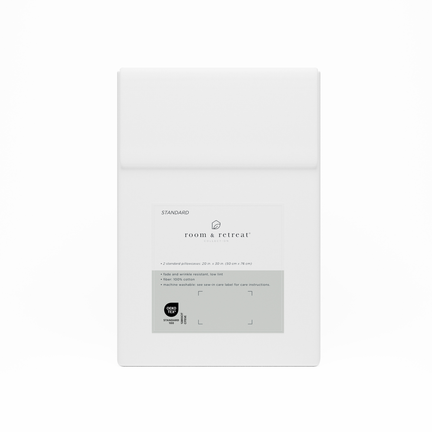 slide 3 of 3, ROOM & RETREAT RR 400 Thread Counts Pillowcase, Standard, Set of 2, White, std pwcs