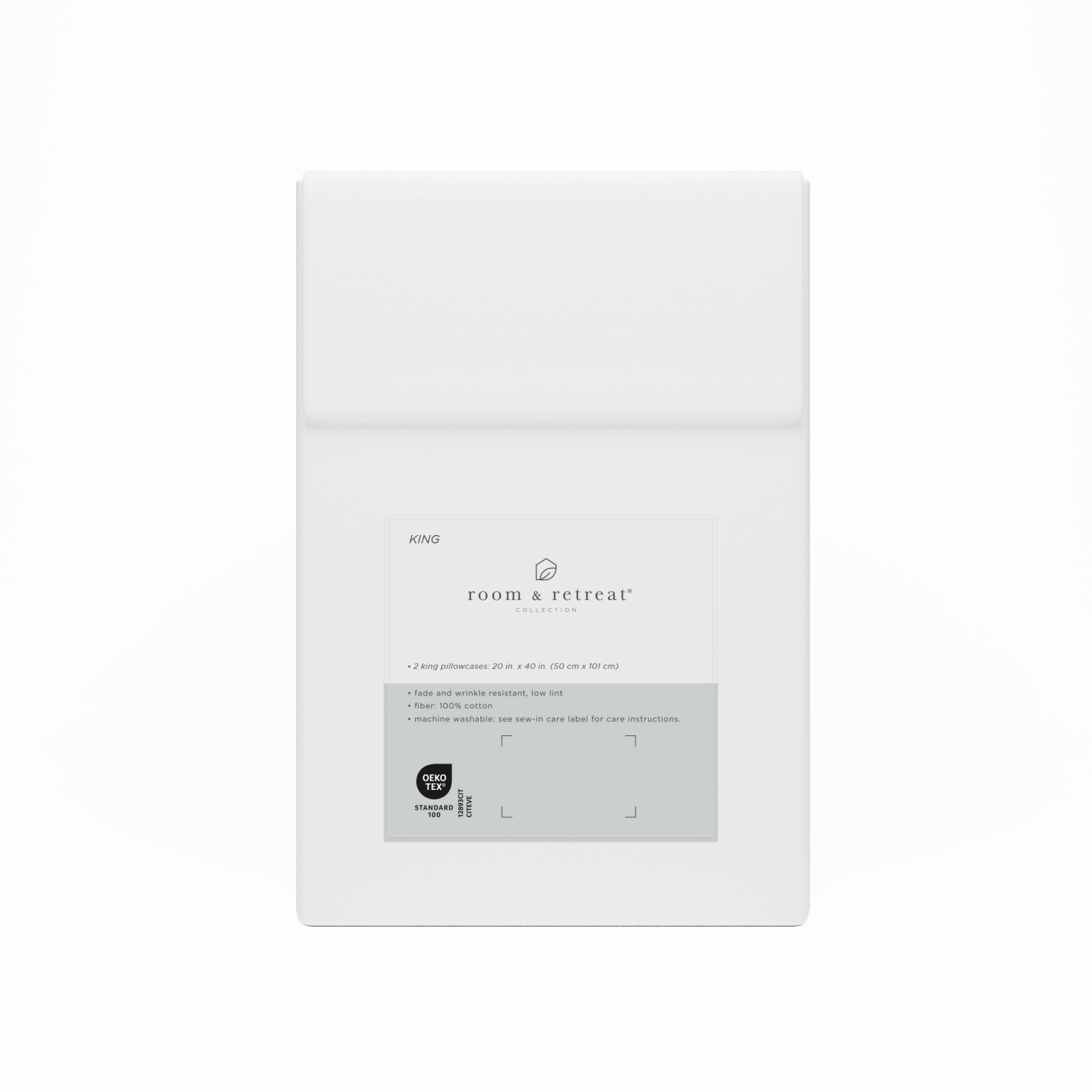 slide 3 of 3, ROOM & RETREAT RR 400 Thread Counts Pillowcase, King, Set of 2, White, king pwcs