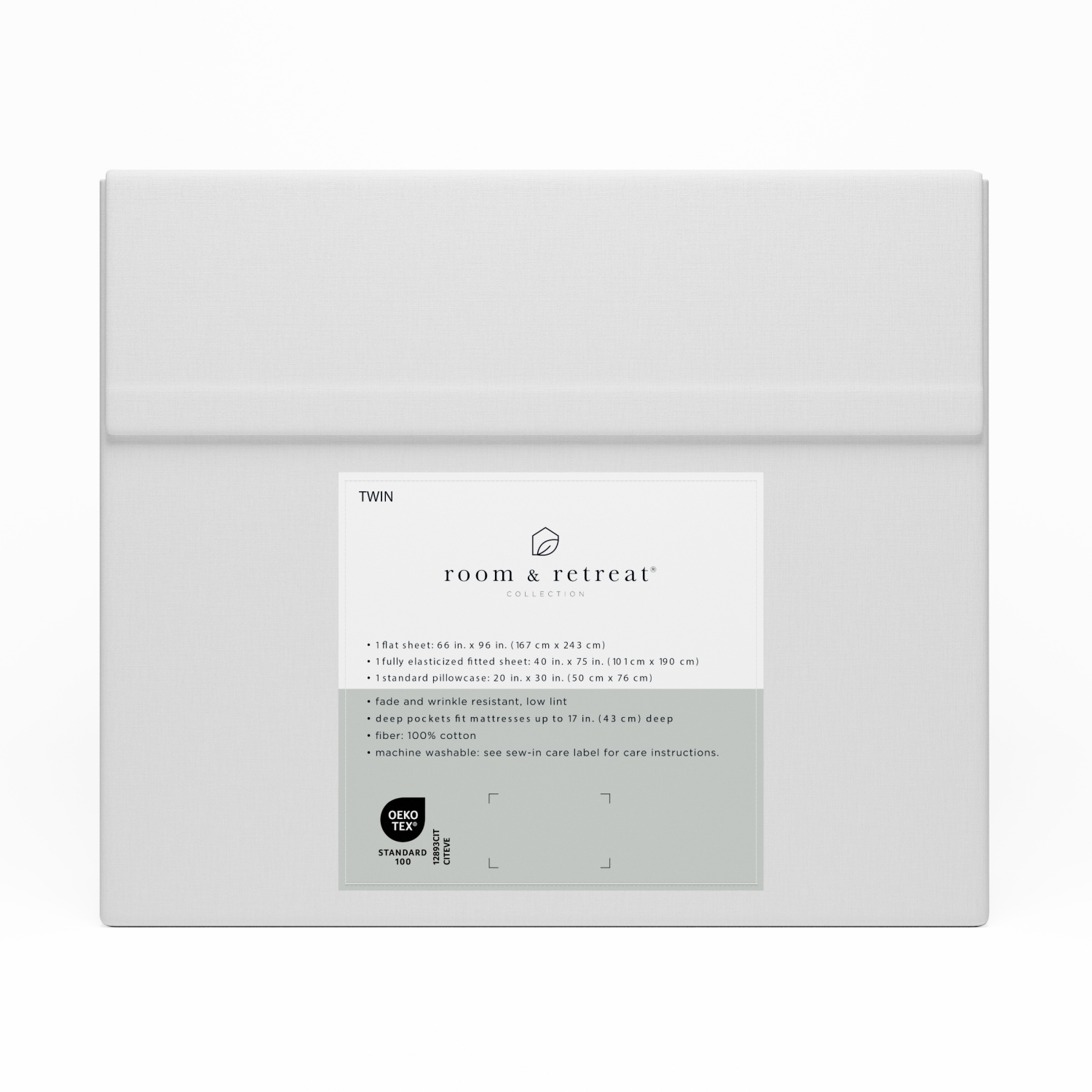 slide 3 of 3, ROOM & RETREAT RR 400 Thread Counts Sheet Set, Twin, 3 pc set, White, 3 ct