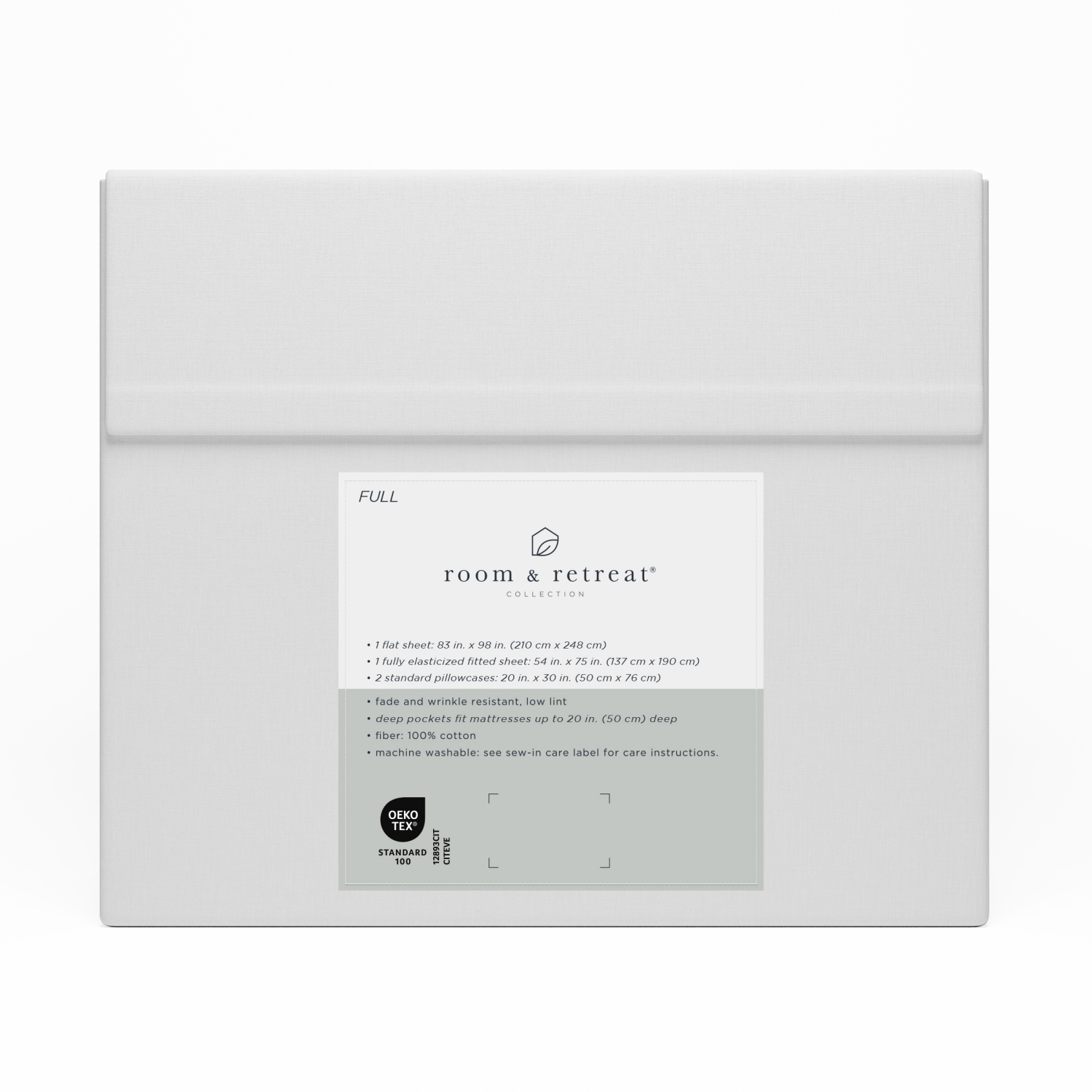 slide 3 of 3, ROOM & RETREAT RR 400 Thread Counts Sheet Set, Full, 4 pc set, White, 4 ct