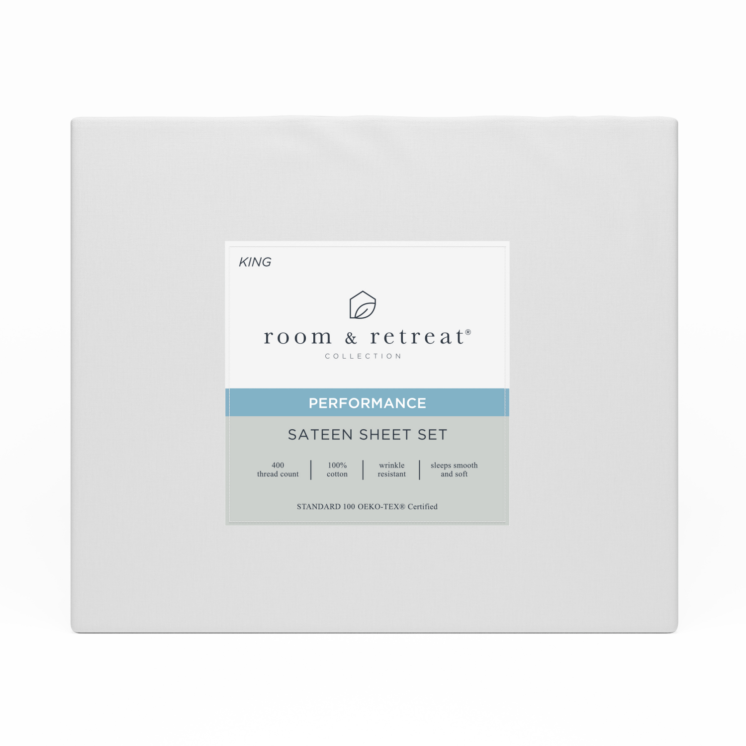 slide 1 of 3, ROOM & RETREAT RR 400 Thread Counts Sheet Set, King, 4 pc set, White, 4 ct