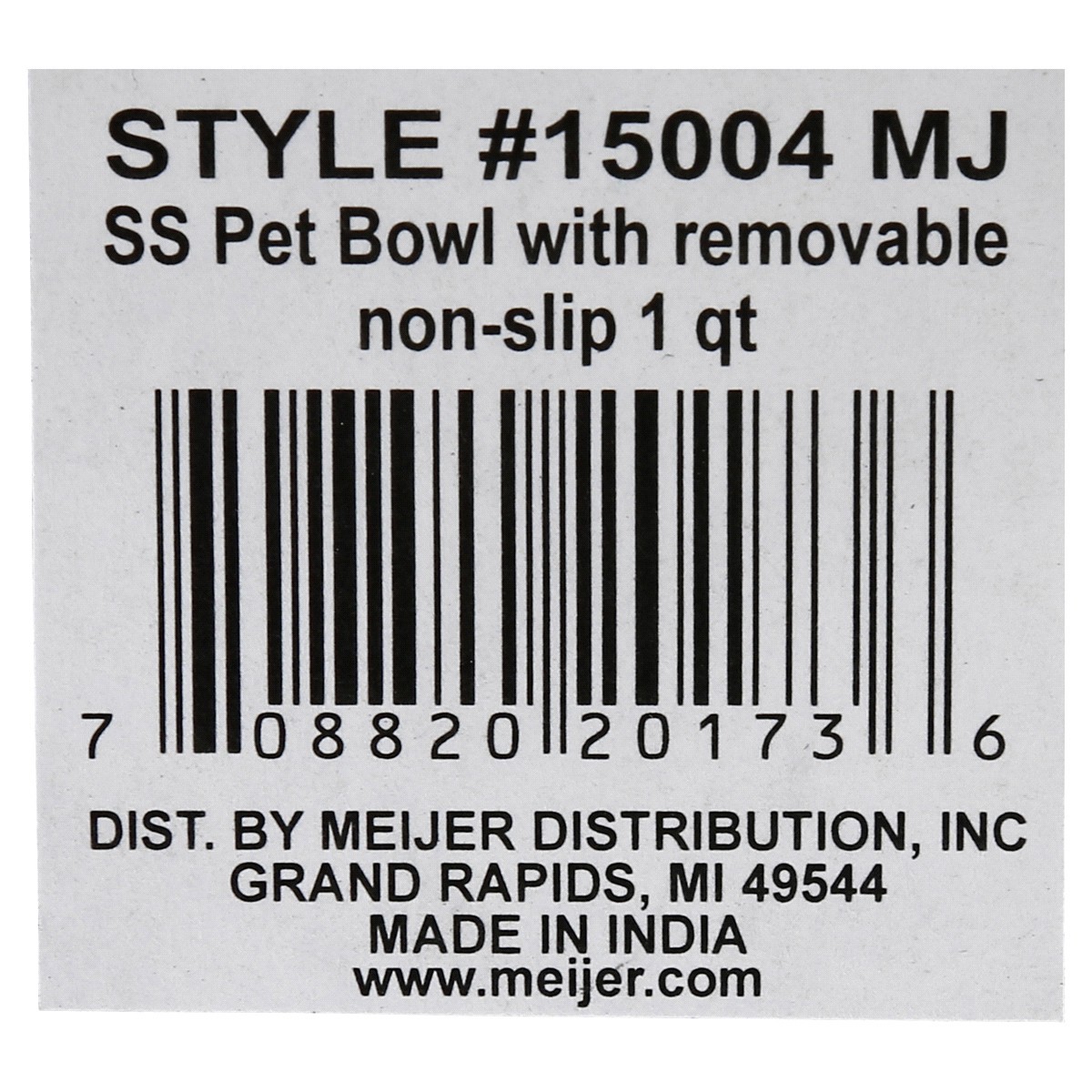slide 2 of 2, Meijer Stainless Steel Pet Bowl with Non-Slip Ring, 1 qt
