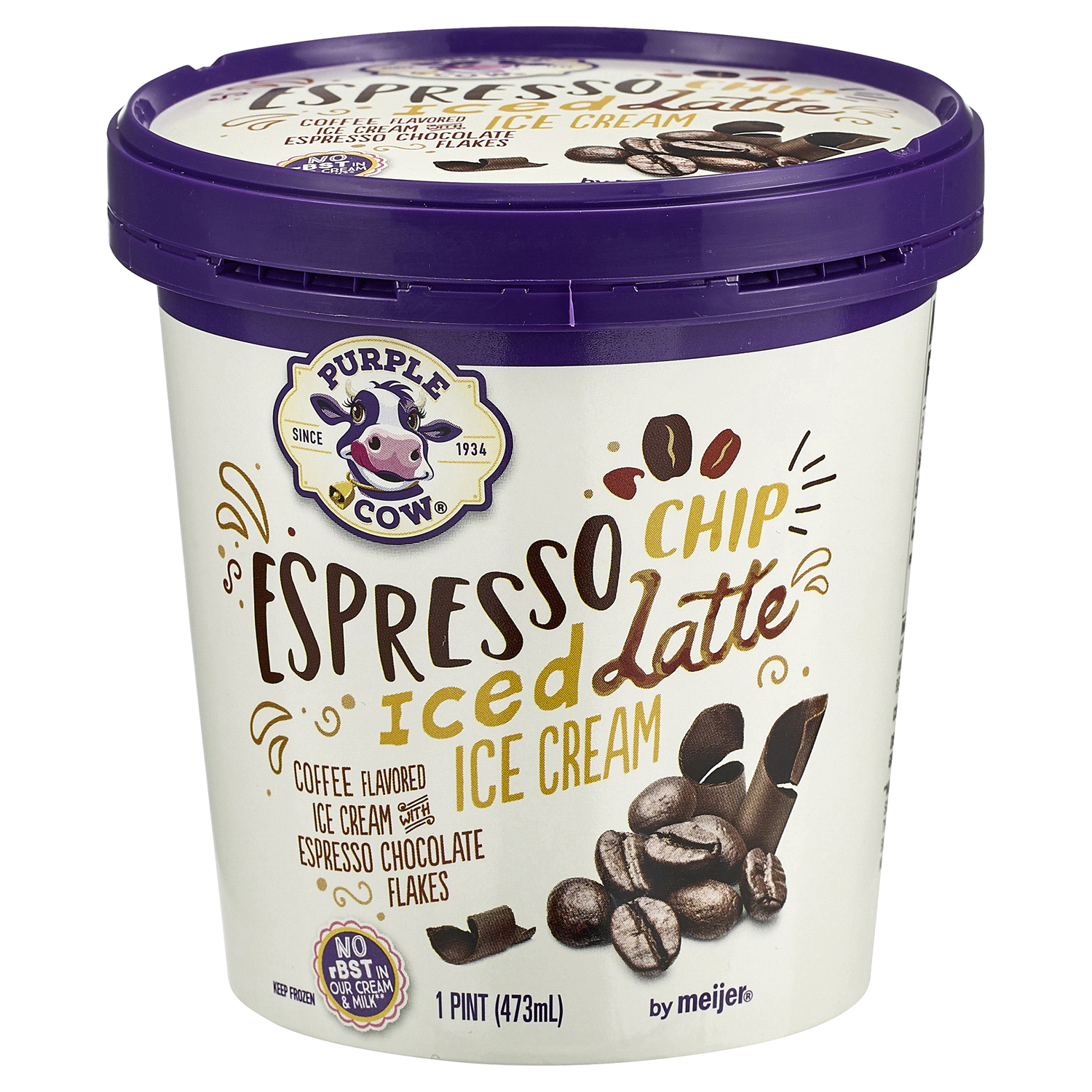 slide 1 of 1, Purple Cow Espresso Chip Iced Latte Ice Cream, 16 oz